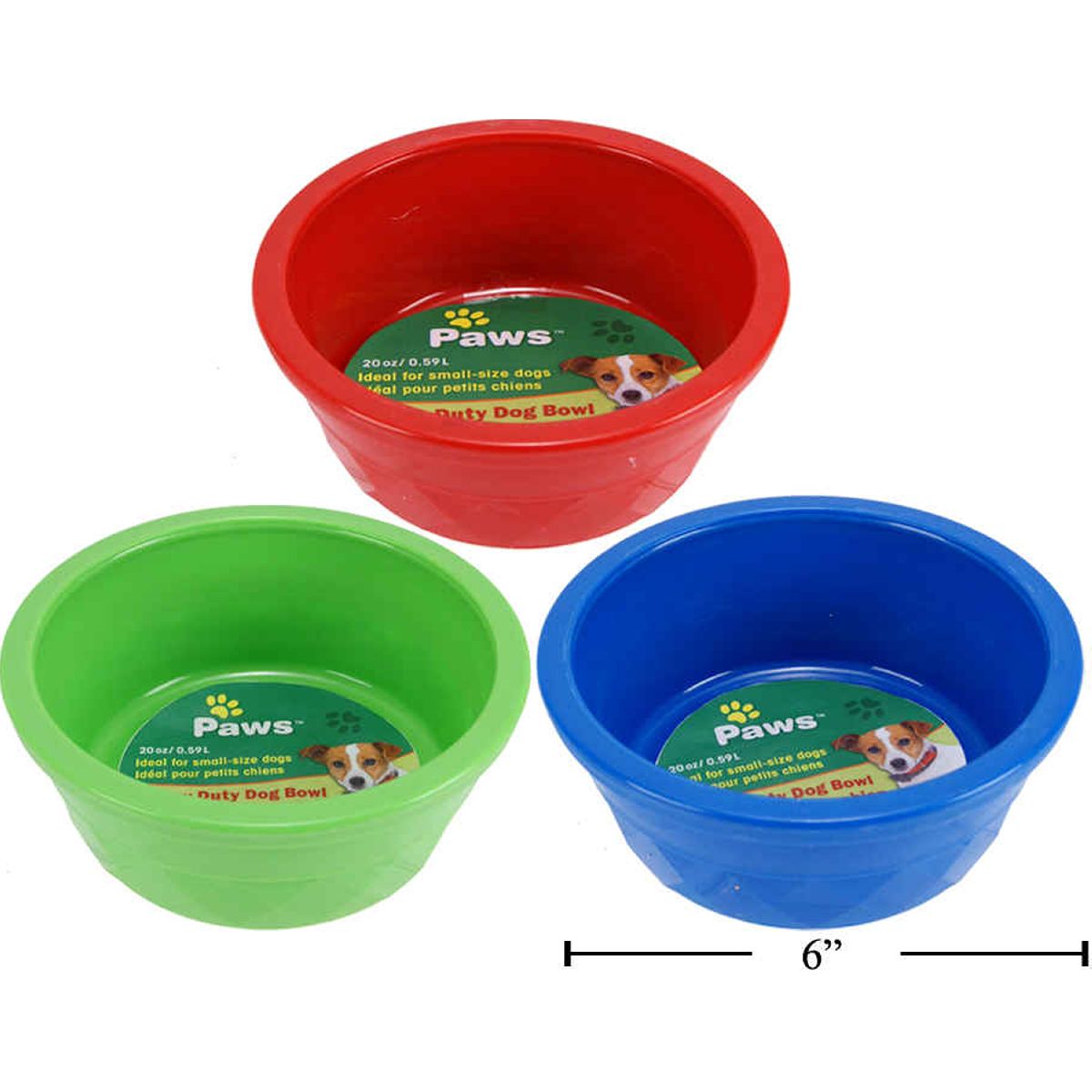 Tazón para mascotas 20 oz, 6 "de diámetro x 2" alto (1pza) (Viene en colores variados al azar)