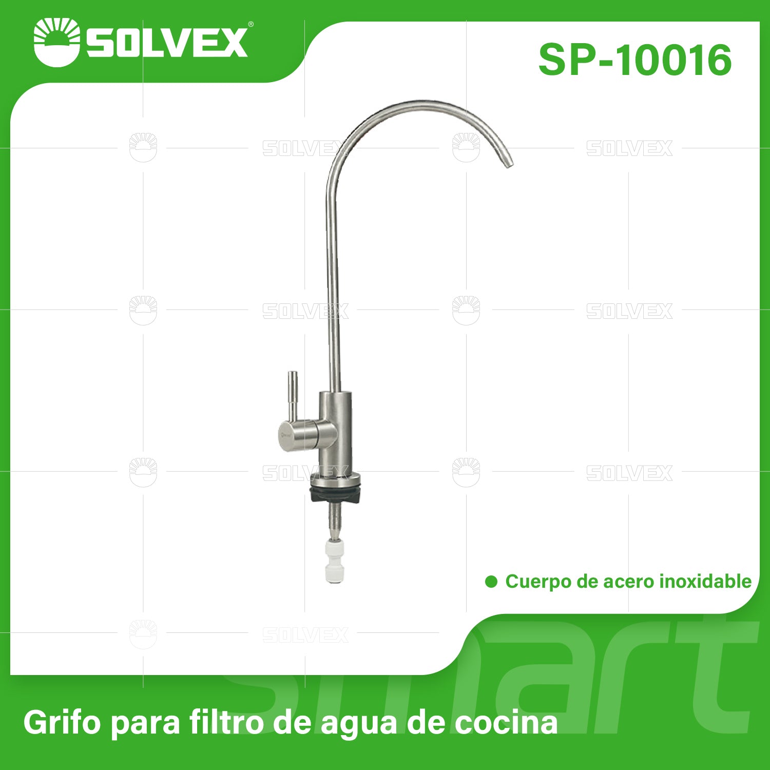 Llave para Filtro de Agua de Cocina. Acabado Satinado Cepillado. Grifo con Conexión Rápida 1/4" x 1/4" y Adaptador 1/4" x 1/2".