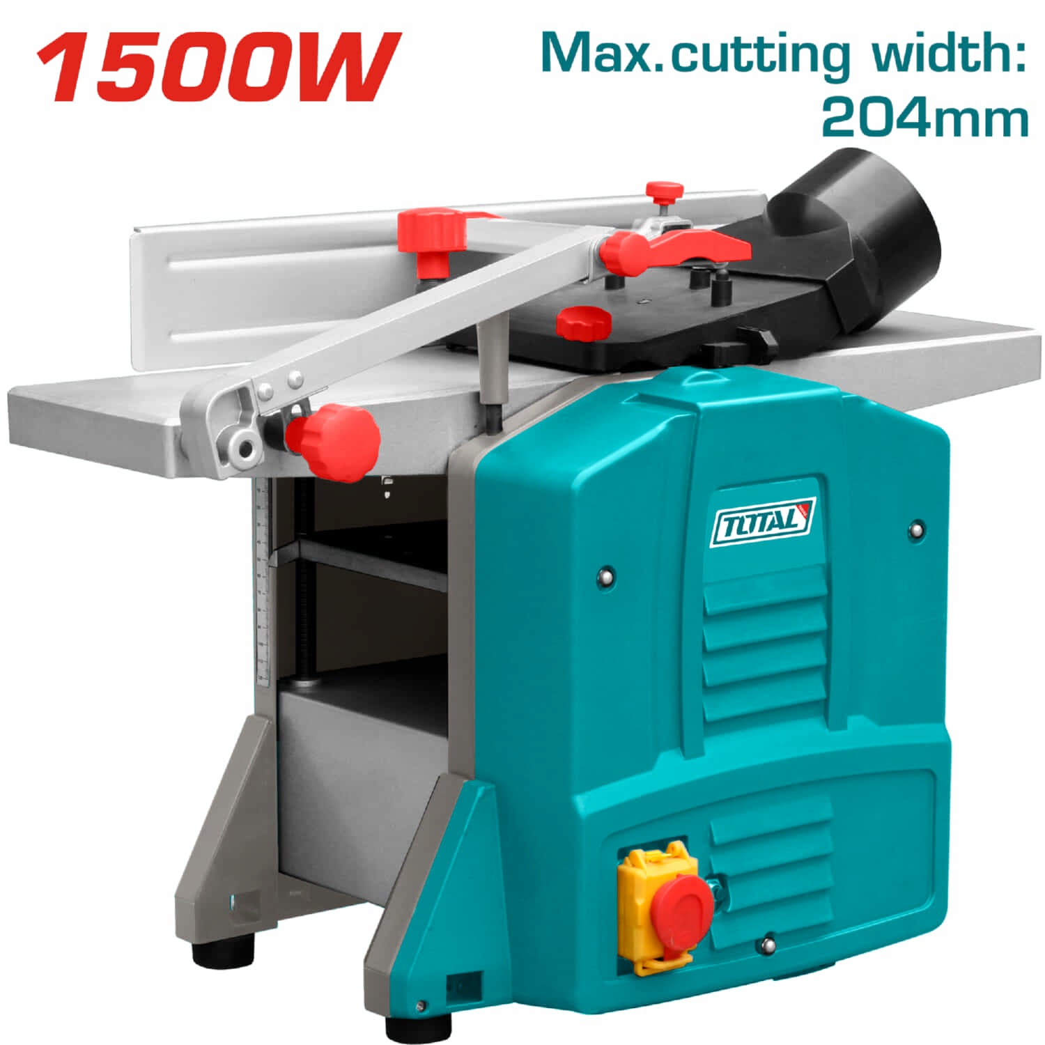 Cepilladora y Aplanadora Eléctrica 1500W 204mm con Velocidad de Corte 9000rpm y Mesa de 740mm Rango de Corte 5-120mm