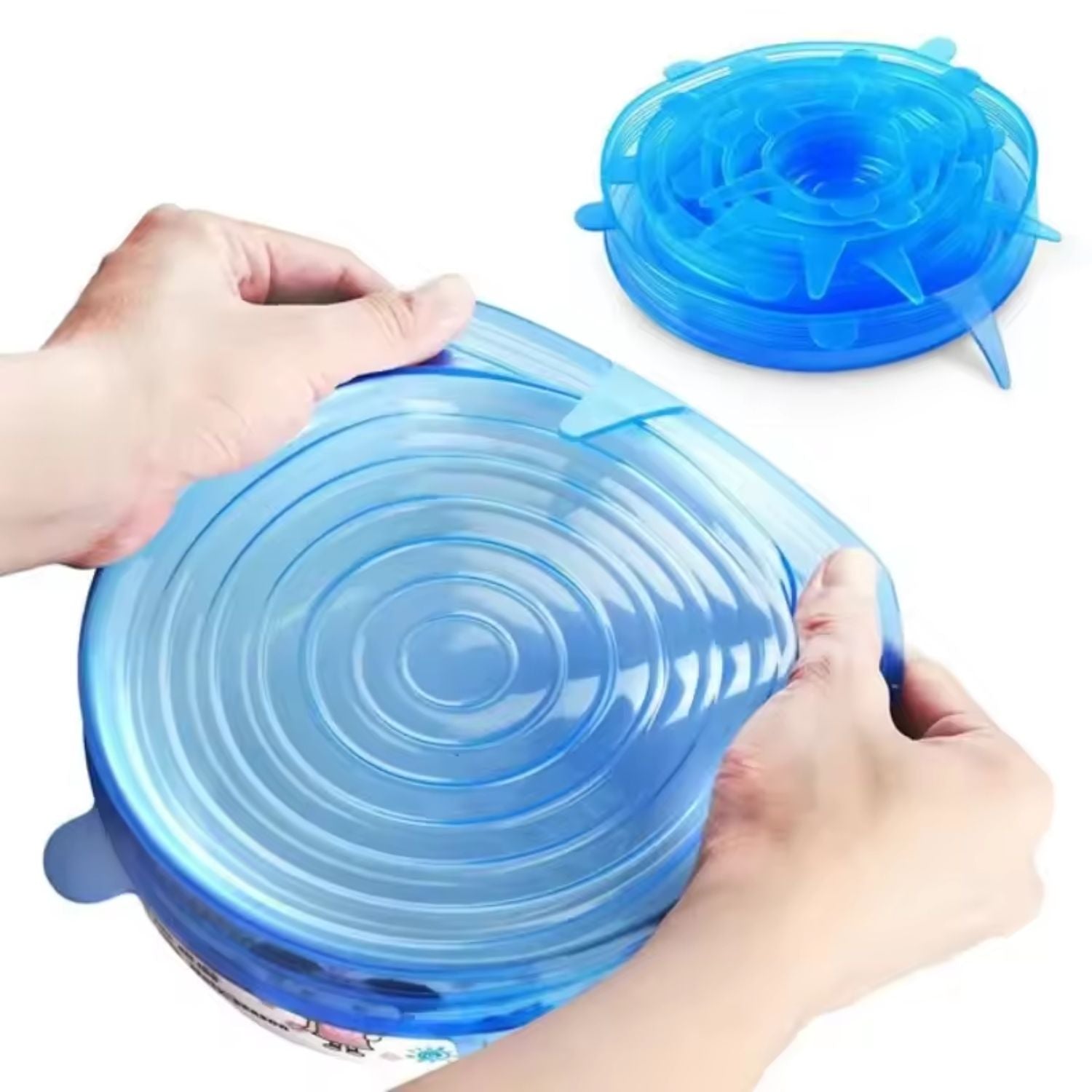 Fundas de silicona reutilizables para alimentos tapas elásticas grado alimenticio. Set de 6 piezas. Tapas de Silicona de Cocina