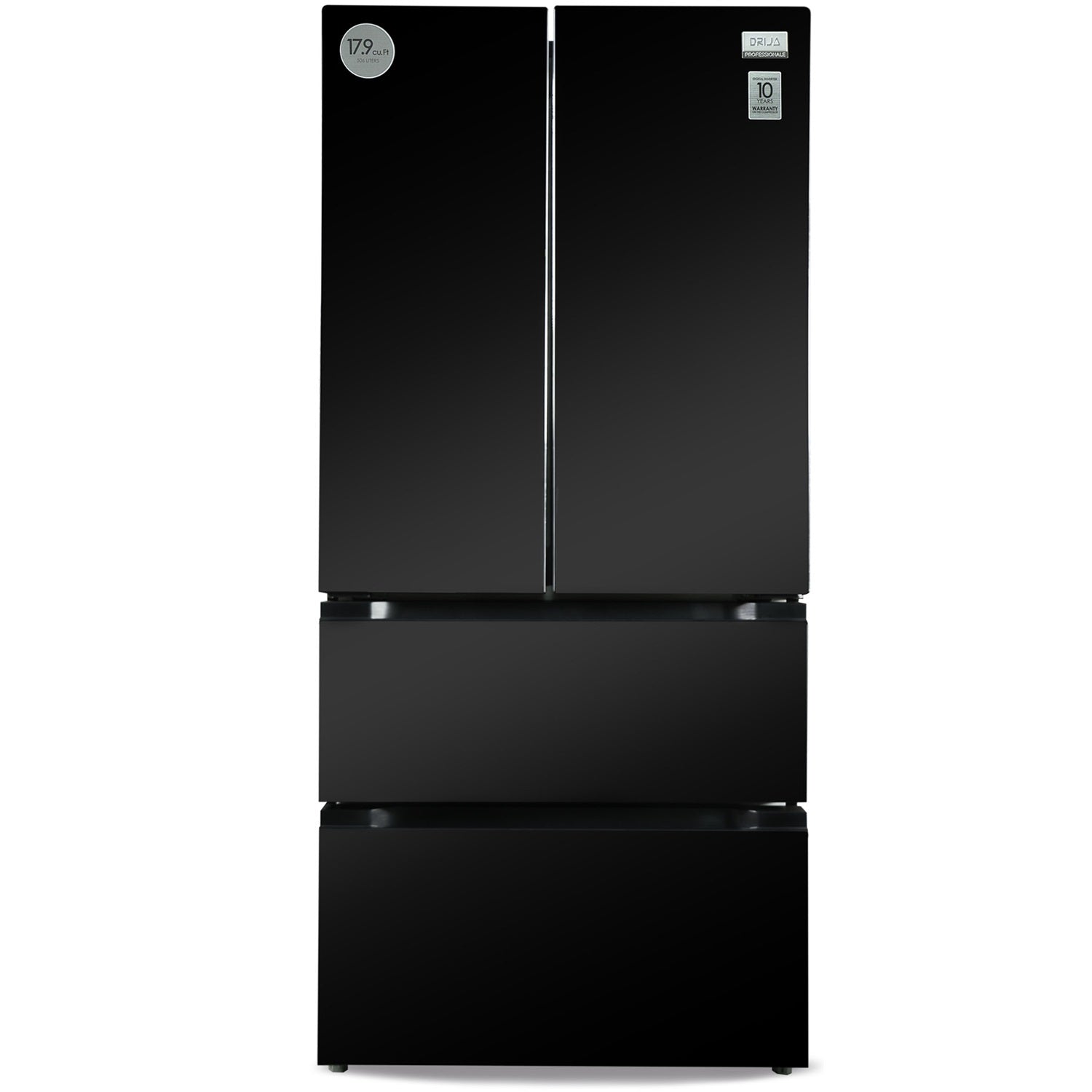 Refrigeradora inverter 18 pies cúbicos. 4 puertas de espejo negro