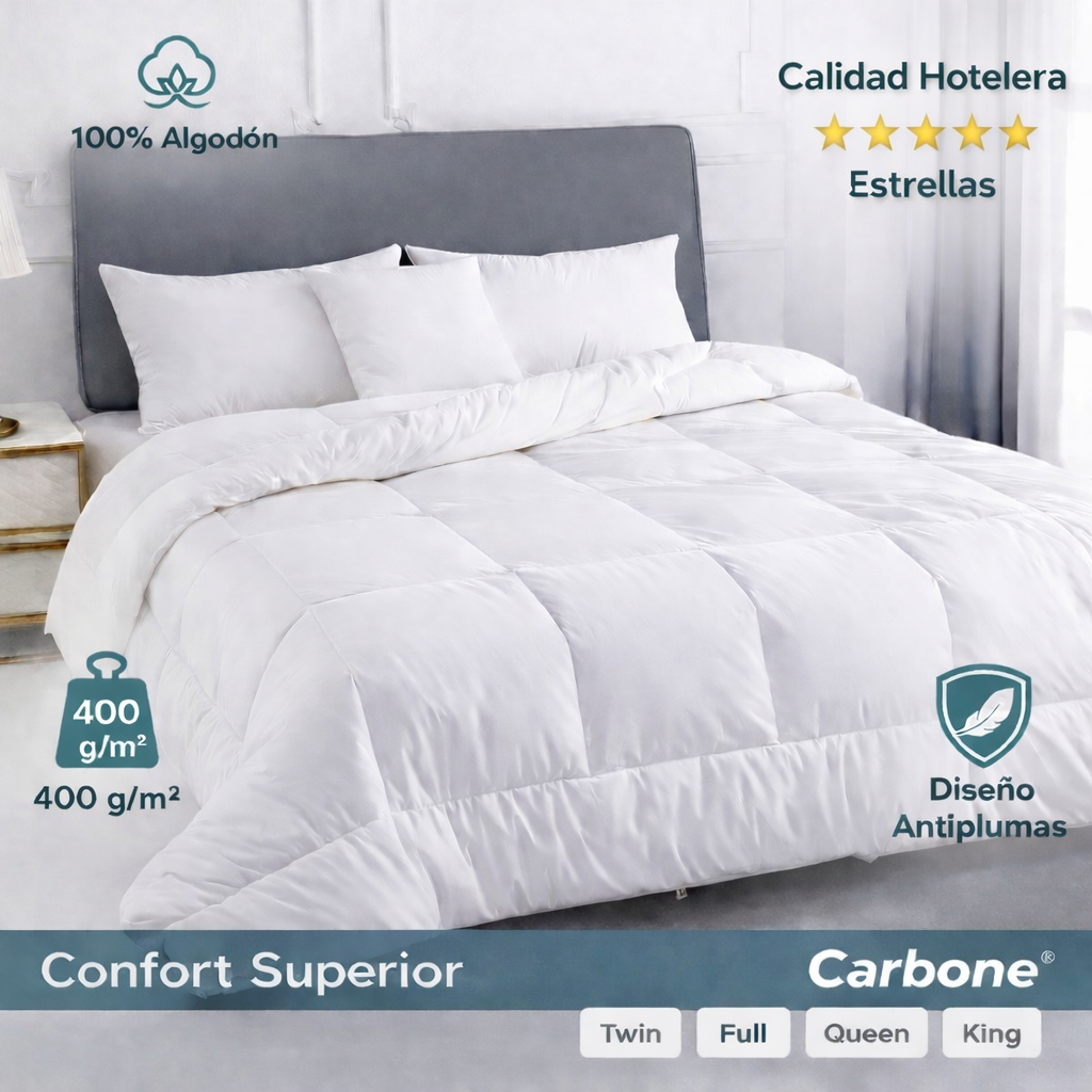 Sobrecamas Duvet Blanco. 100% algodón. Relleno de 400 g/m². Calidad hotelera.