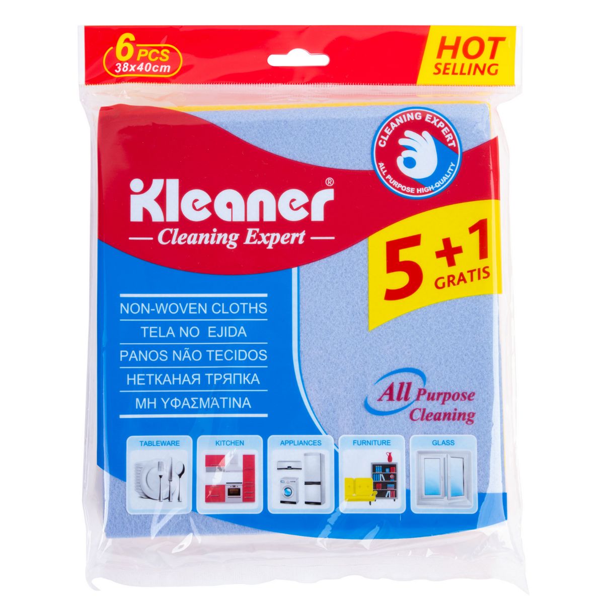Paños de Limpieza No Tejidos. Pack de 6 Unidades. Trapos Multiusos (38×40cm) super absorbentes.