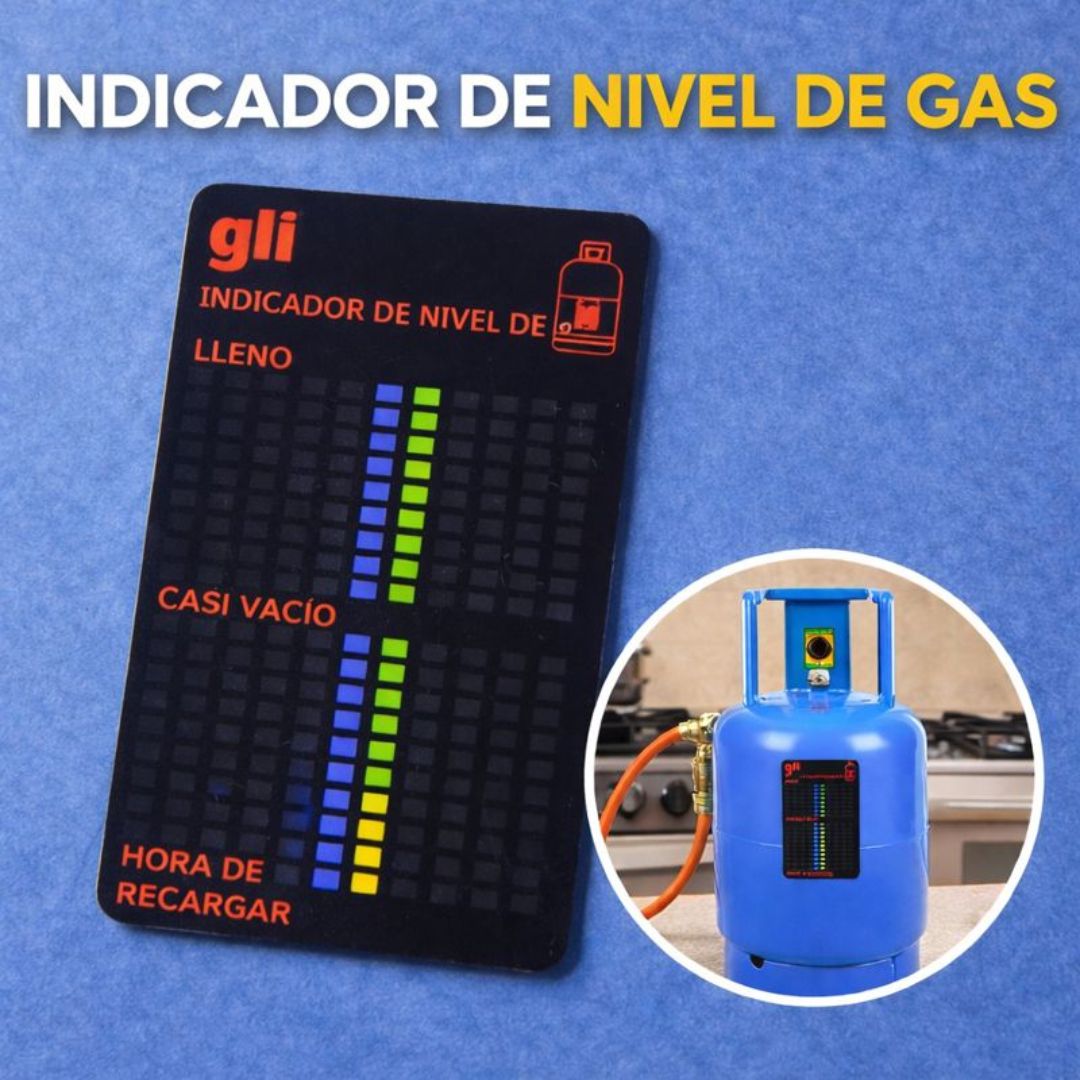 Tarjeta Magnética Indicadora de Nivel de Gas LP. Medidor de Propano Reutilizable para Cilindros 10x6.3cm.