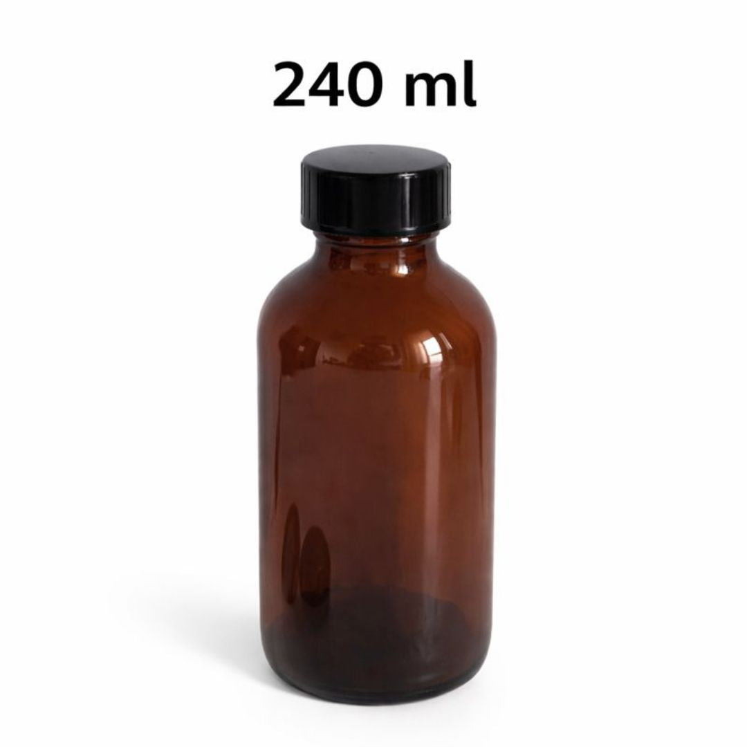 Botella De Vidrio Ámbar 240ml. Frasco Ideal Para Aceites Y Sueros (Unidad).