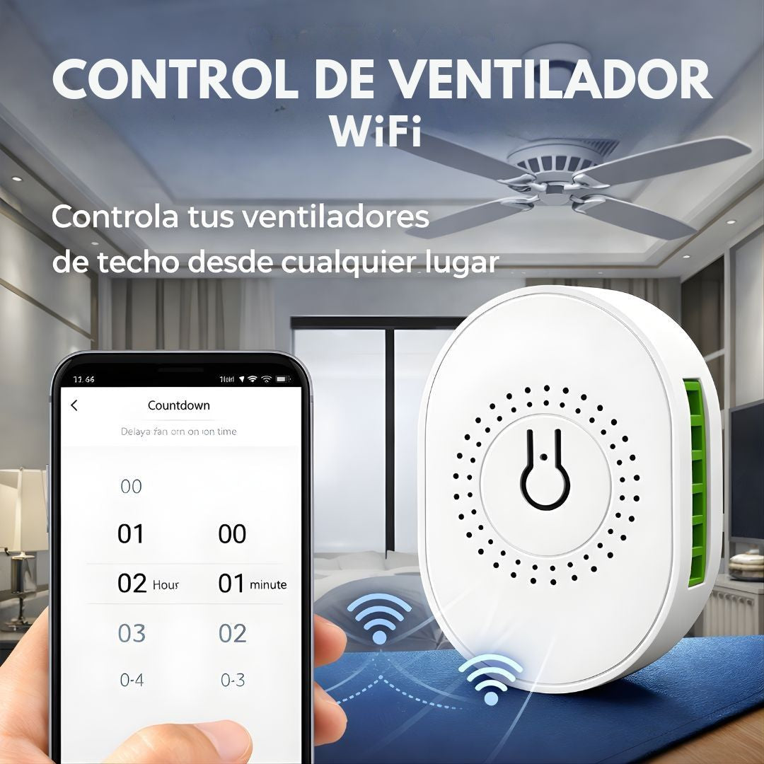 Controlador WiFi Inteligente para control Abanico de Techo. Interruptor Smart 2.4GHz, Compatible con Alexa y Google Home. Color Blanco (5.9x4.2x2cm).