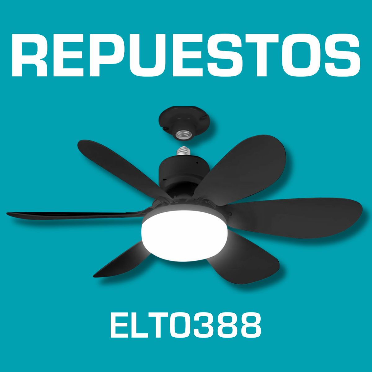 Repuestos Abanico De Techo 20" socket negro E27 Con Luz Led. Código ELT0388