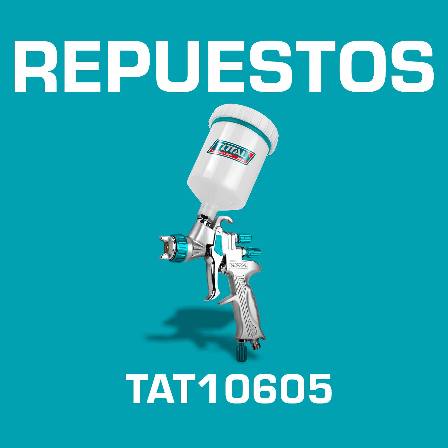Repuestos Pistola Spray. Boquilla 1.3 mm. Ajuste de Ancho de Salida 180-260 mm. Capacidad de Pintura 600 cc. Codigo TAT10605