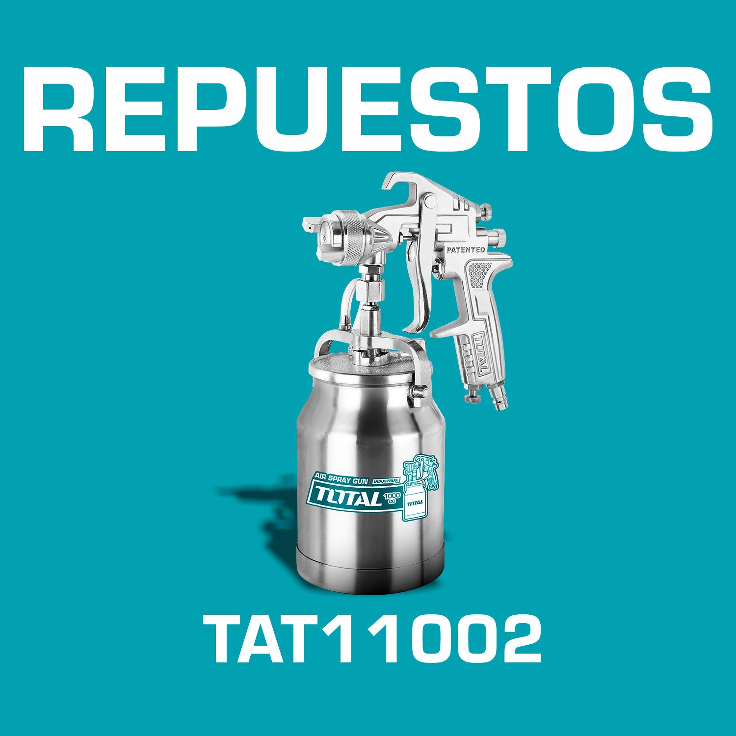 Repuestos Pistola de pintura para compresor. Boq.1.8mm. Ancho de aplicacion 200-250mm. Capac.1000cc. Codigo TAT11002