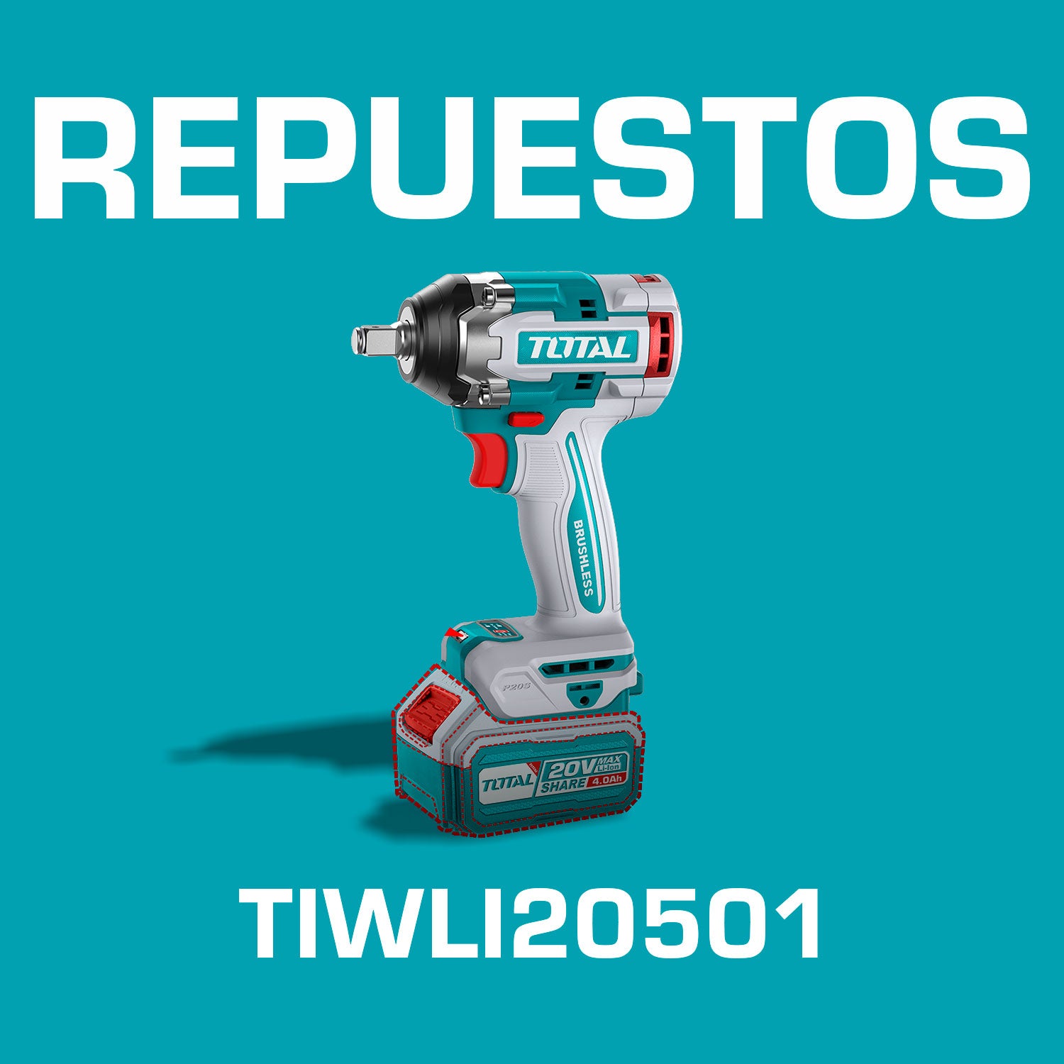 Repuestos Llave de Impacto 20V inalambrica 1/2" 500Nm Codigo TIWLI20501