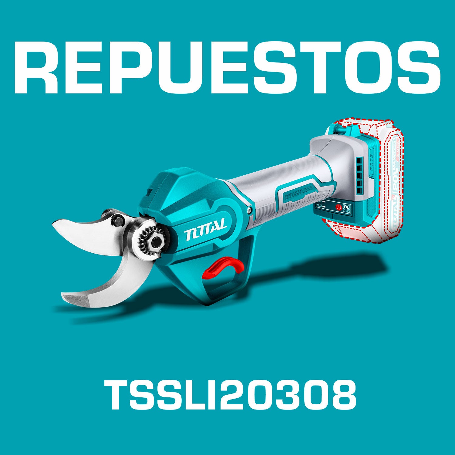 Repuestos Tijeras de Podar Eléctricas Inalámbrica de Batería de Litio 20V brushless Codigo TSSLI20308