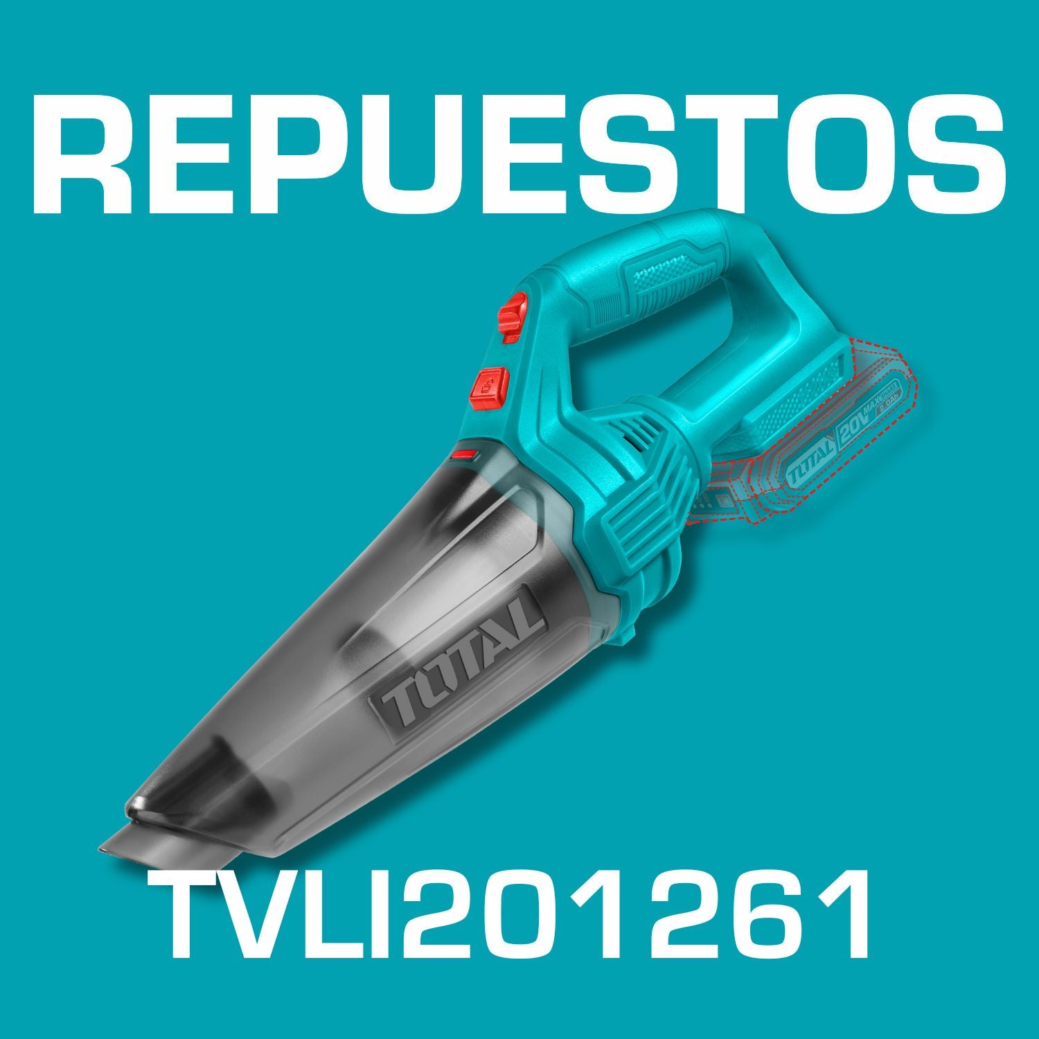 Repuestos Aspiradora de Limpieza 0.5L Lithium-Ion de Bateria de 20 V. Codigo TVLI201261