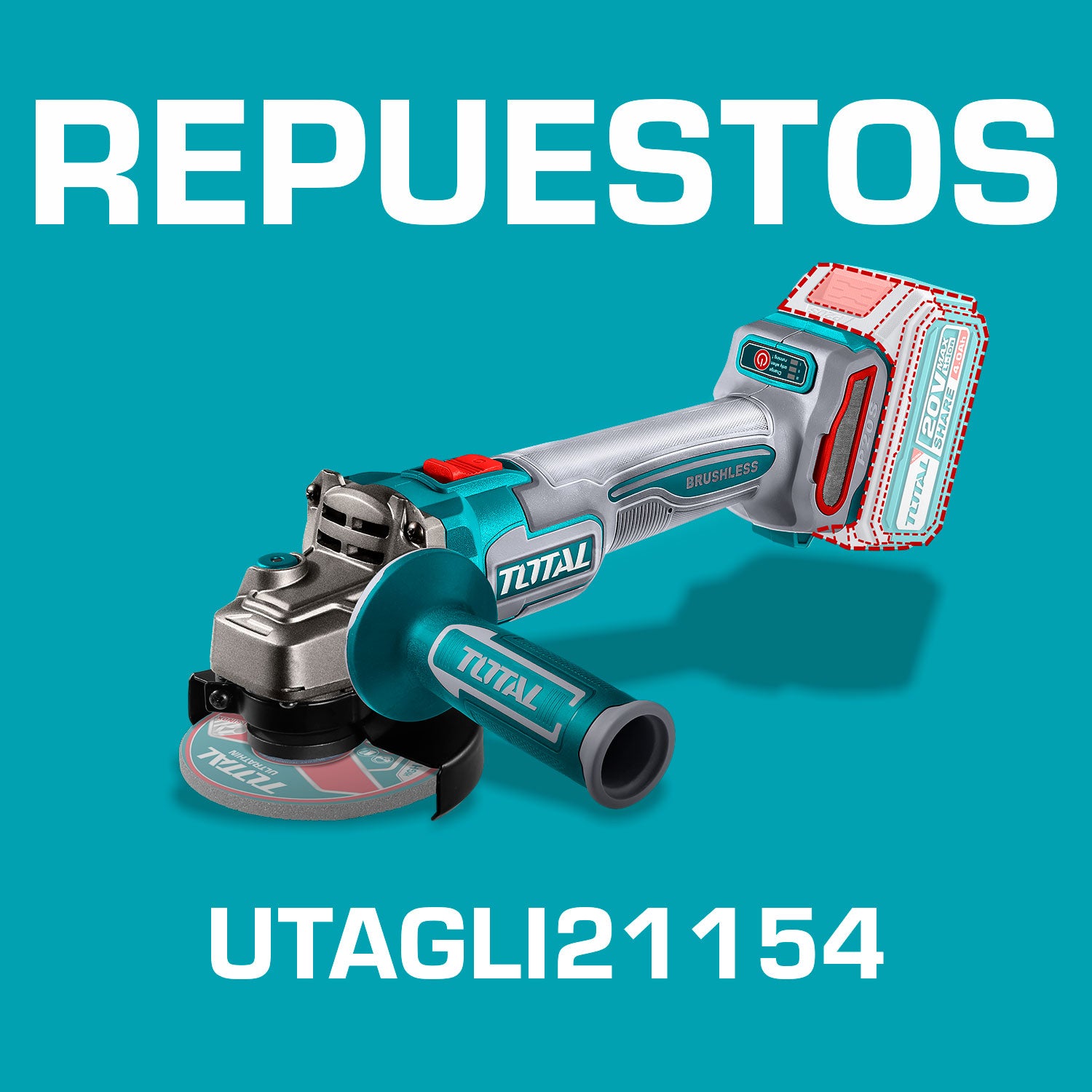 Repuestos Flexible Inalámbrica 4-1/2" de Batería de Litio 20V. Codigo UTAGLI21154