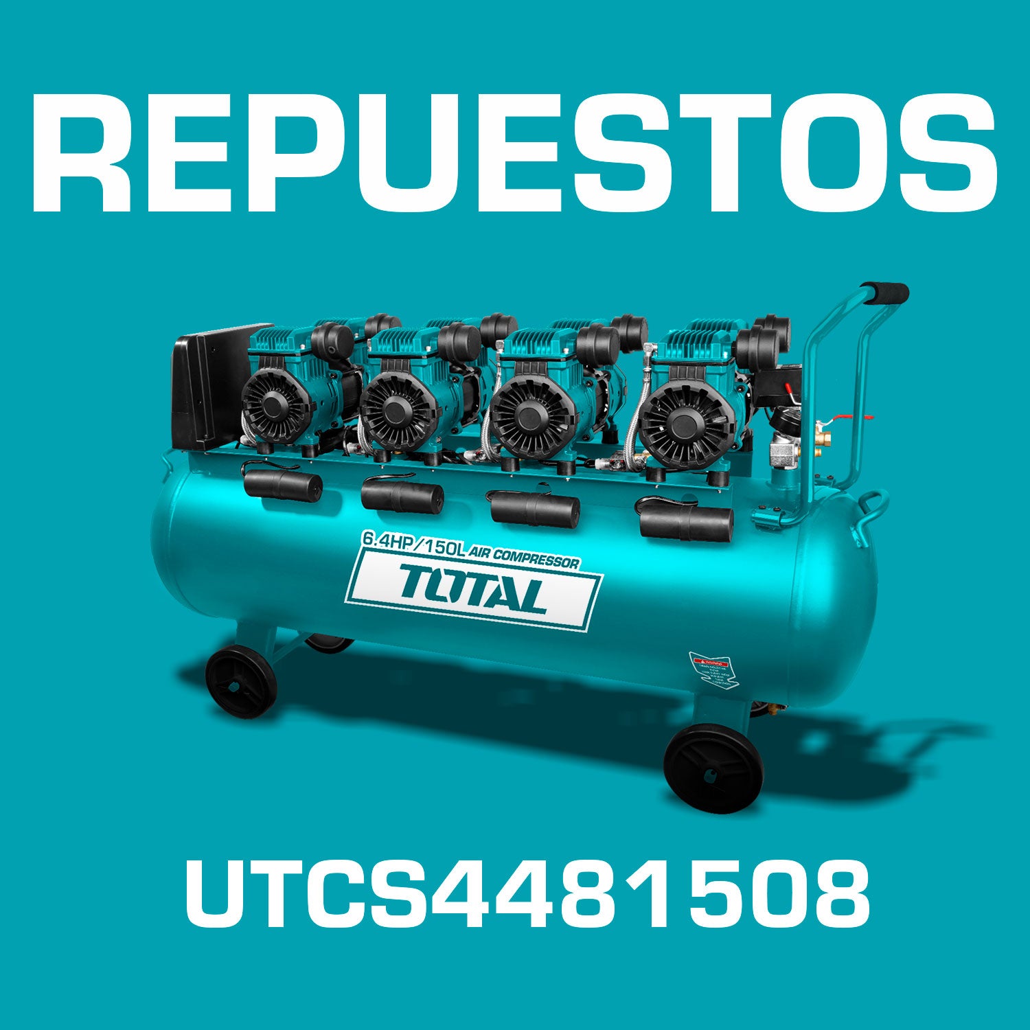 Repuestos Compresor de aire 150L 6.4HP (Sin aceite). Motores 4×1200W. Comprime mas rápido Codigo UTCS4481508