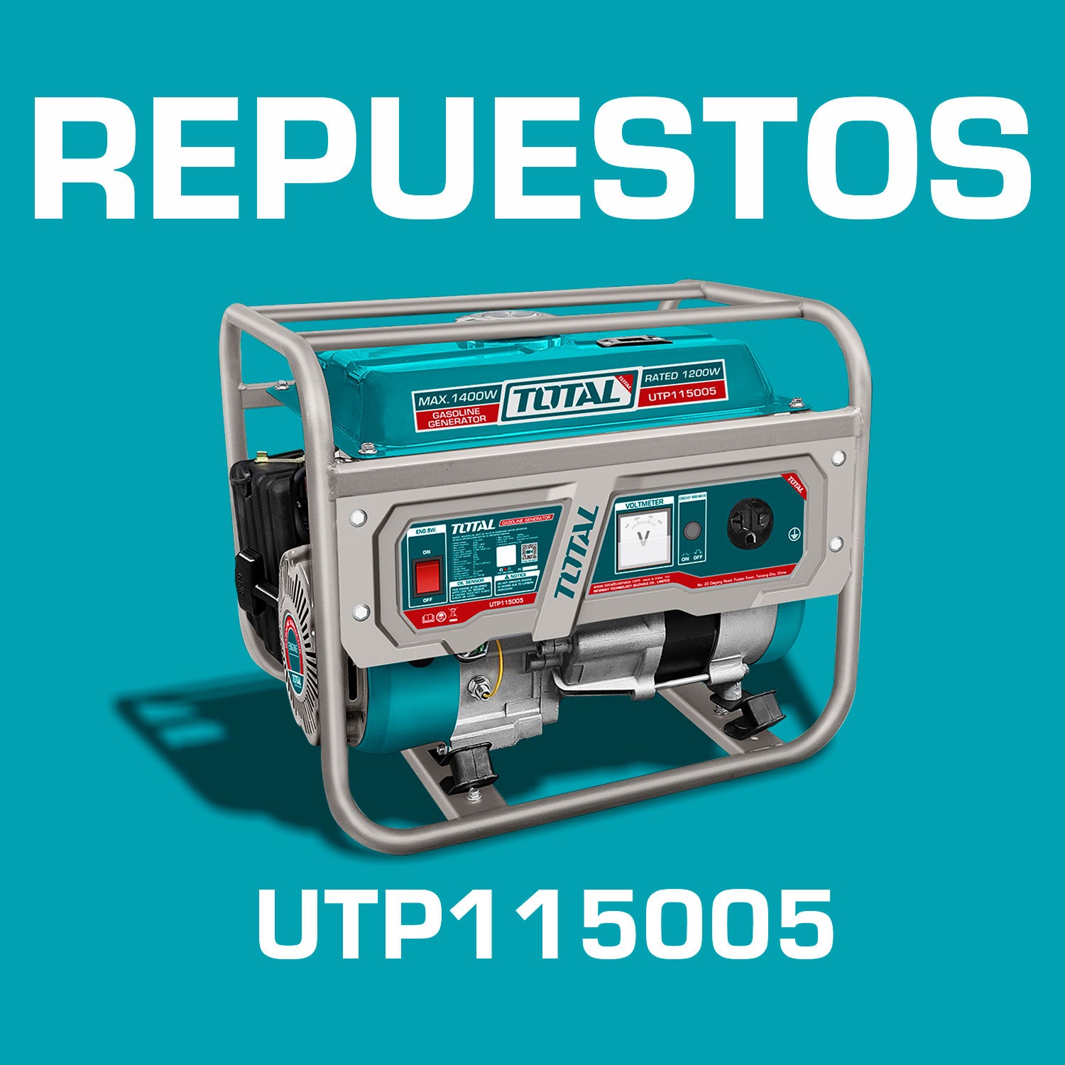 Repuestos Generador a Gasolina 1,400watts 1.4kW. 110-120V 60Hz 3600rpm 5.5L Motor 4 tiempos. Alternador de Aluminio. Planta Codigo UTP115005