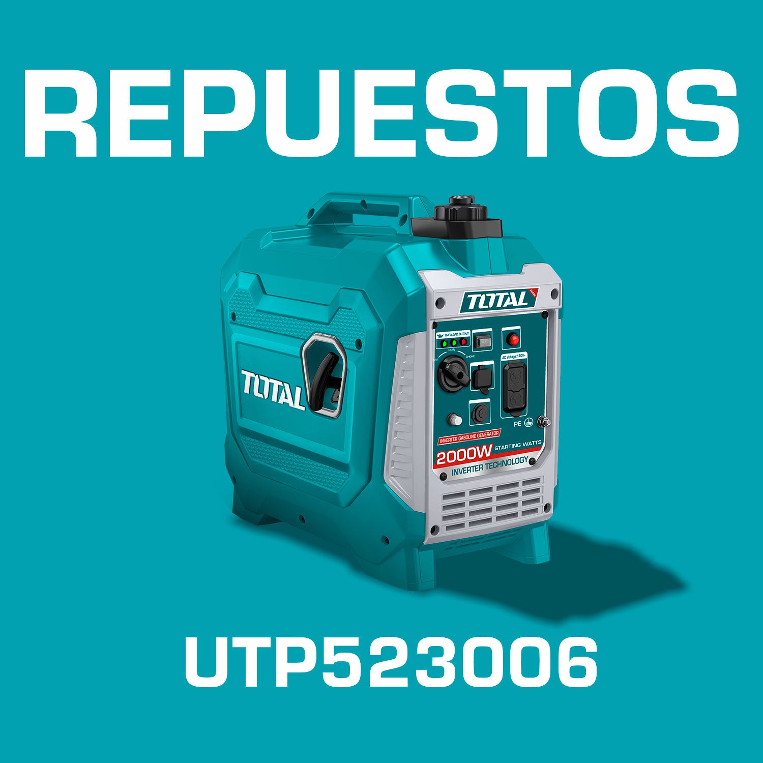 Repuestos Generador 2000 Watts 2kW Inverter de Gasolina. 110-120V. Tiempo de uso 6.2 Horas. 17.5Kg. Combustible 4.4L planta Codigo UTP523006