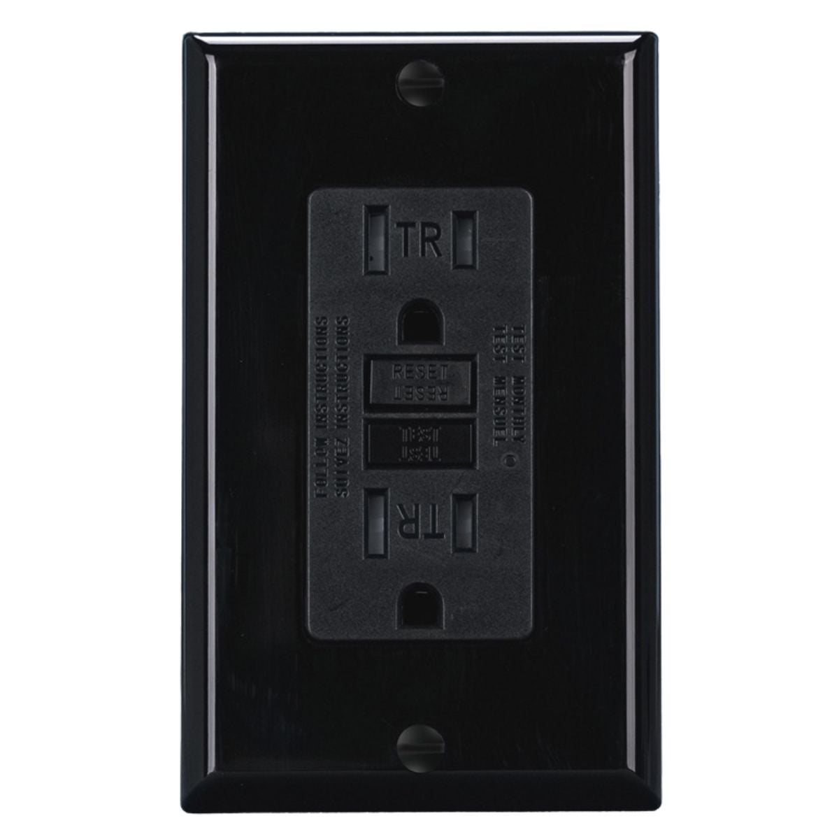Tomacorriente GFCI 15A Con Protección Contra Fallas a Tierra. Enchufe Eléctrico Con Seguro TR. Color Negro.