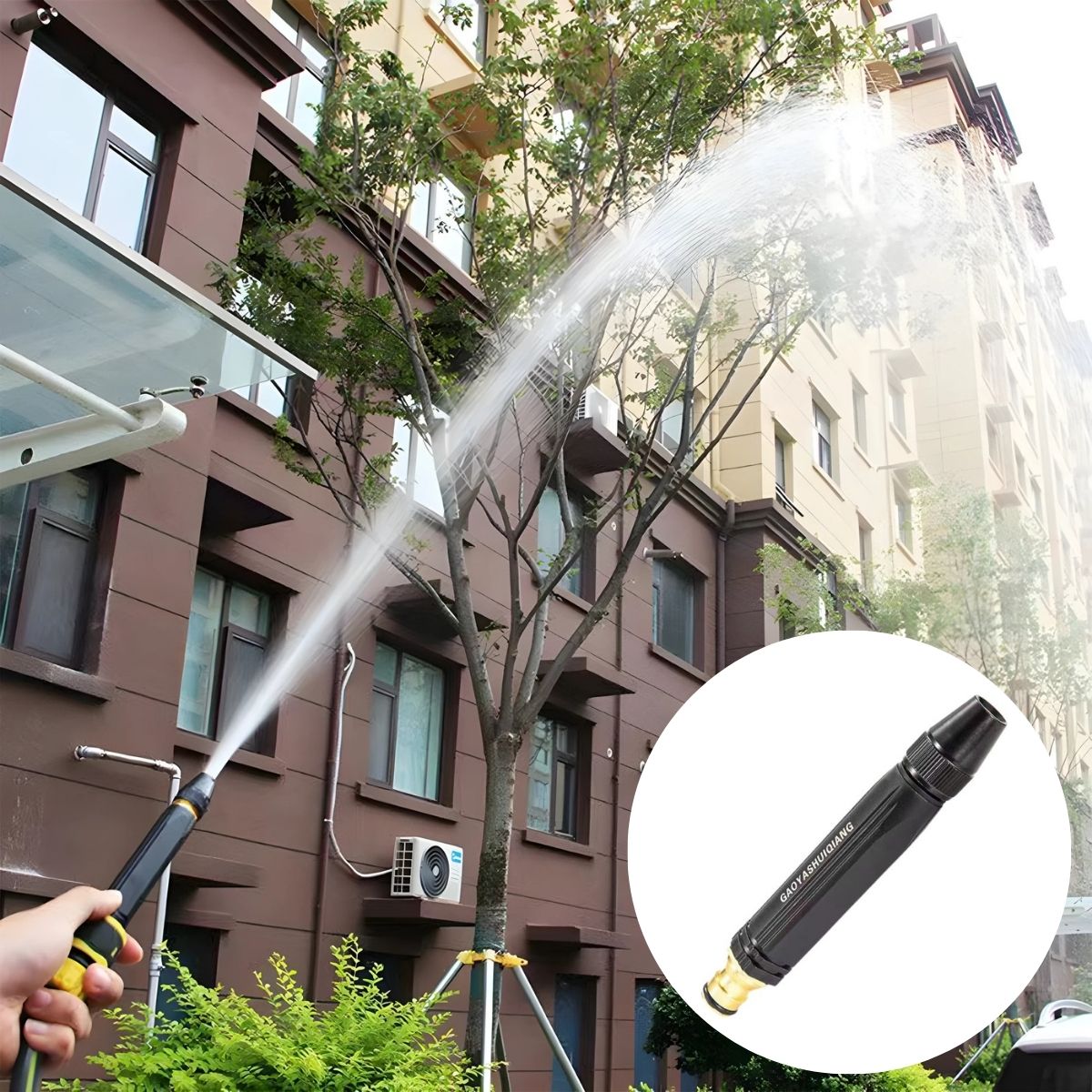 Boquilla Pulverizadora de Alta Presión para Manguera de agua. Pistola de Riego Ajustable 360°.
