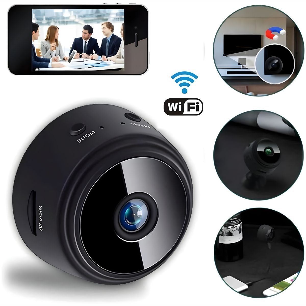 Cámara De Seguridad WiFi Mini HD 1080P Con Visión Nocturna Y Detección De Movimiento. Videovigilancia.
