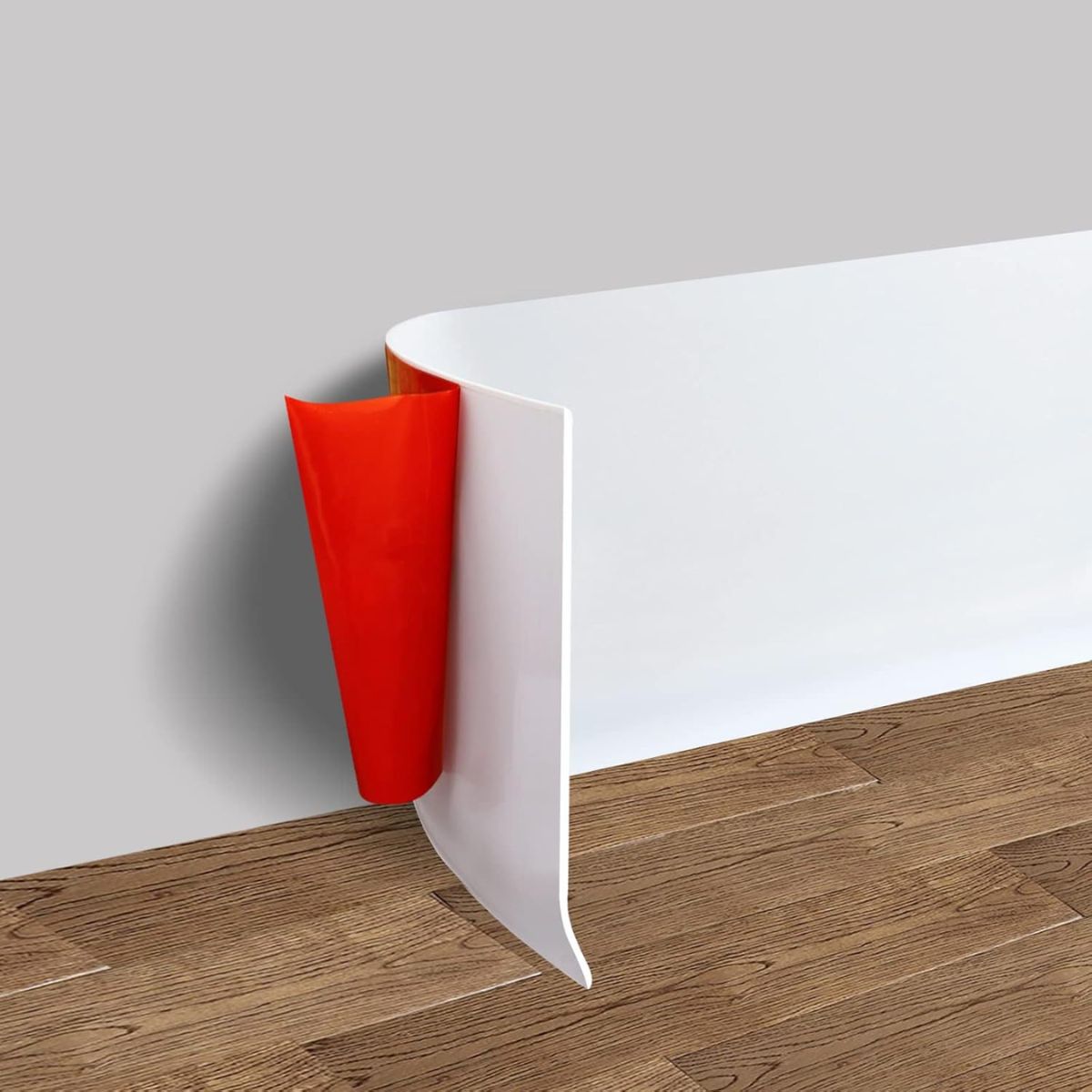 Zócalo Autoadhesivo Flexible. 4" 10cm de Ancho. Protector Decorativo para Pared y Piso. Color Blanco. (Se vende por metro lineal)