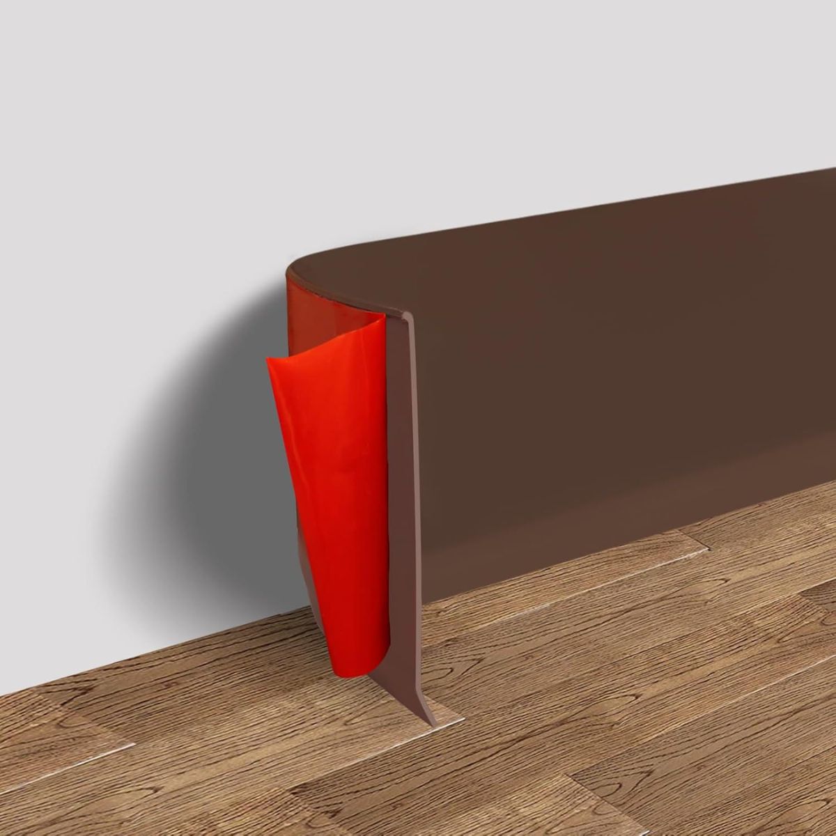 Zócalo Autoadhesivo Flexible. 4" 10cm de Ancho. Protector Decorativo para Pared y Piso. Color chocolate.(Se vende por metro lineal)