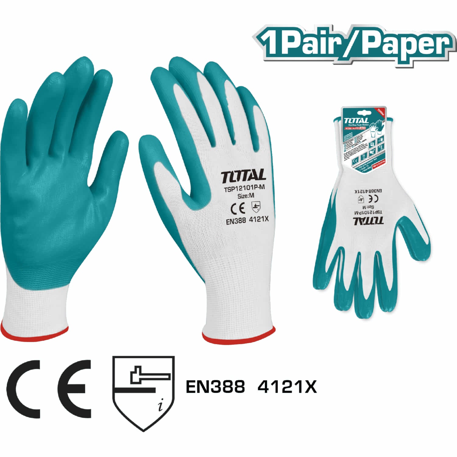 (1 par) Guantes de nitrilo en la palma.