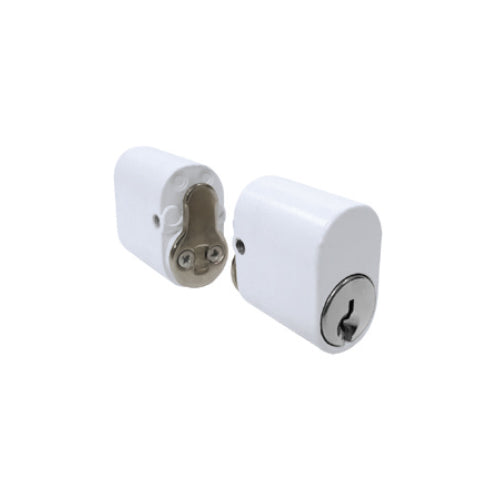 Par de Cilindro Ovalado blanco para cerradura US054. Incluye 2 llaves.