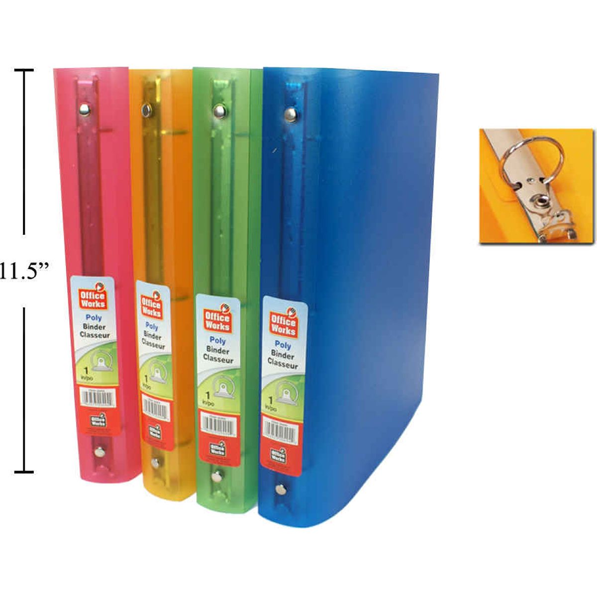 Carpeta de polietileno de 1 "con refuerzo (1pza) (Viene en colores variados al azar)