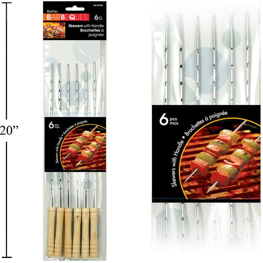 BBQ 6 pinchos de 15.75 "con mangos de madera