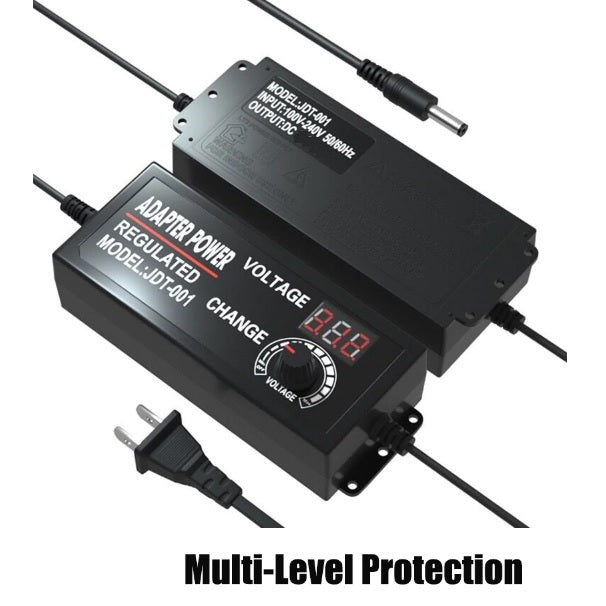 Adaptador de corriente con pantalla y regulador de voltaje, AC/DC 3V a 12V – 10A.