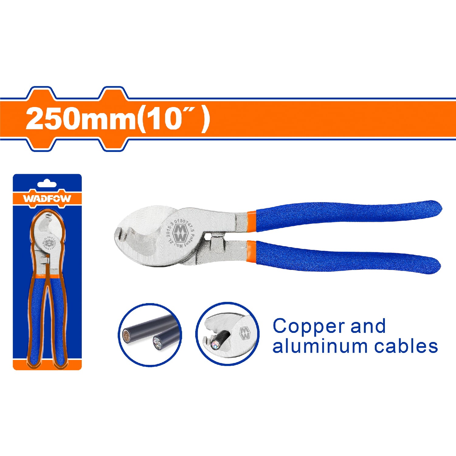 Cortador de cable 10". Pulido y antióxido. Heavy Duty. Corta cobre y aluminio.