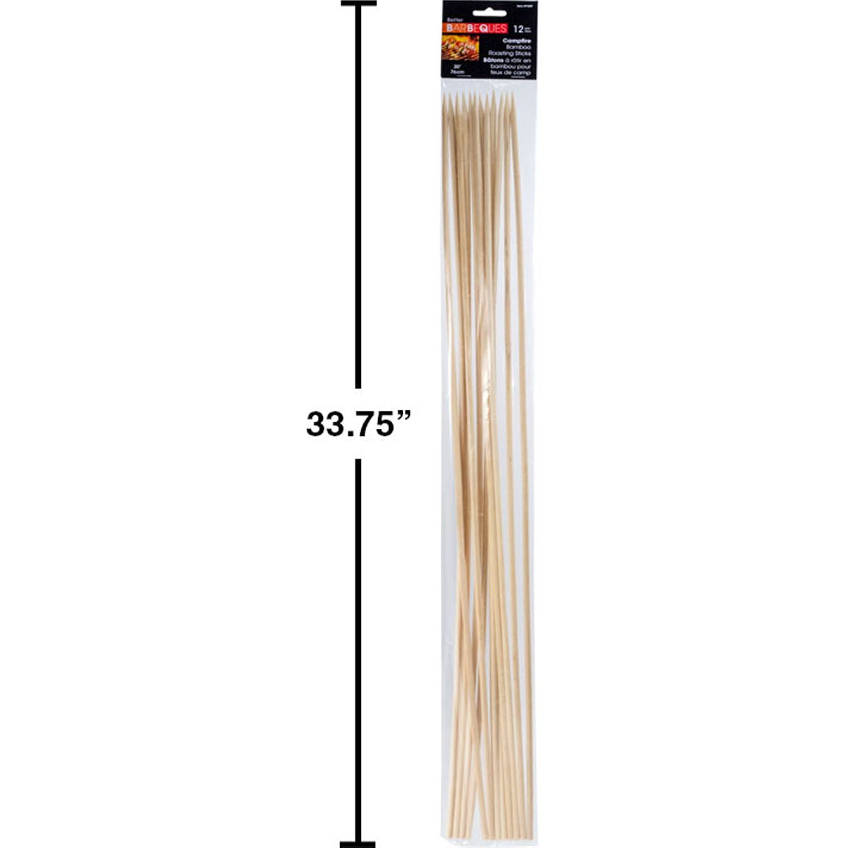 BBQ 12pcs 30 "Palitos de asar de bambú para fogata, bolsa de polietileno con cabezal