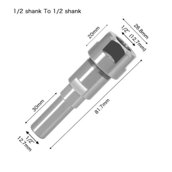 Adaptador extension para vastagos de router 1/2inch to 1/2inch