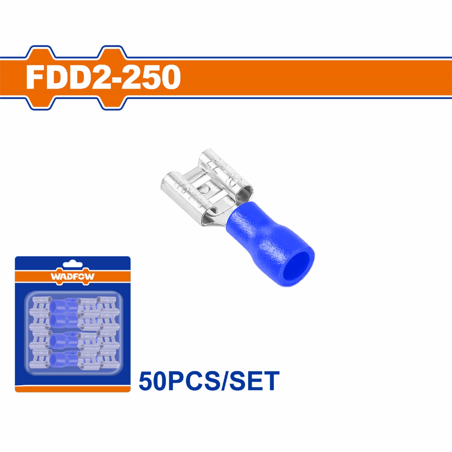 Terminales conectores para cables eléctricos FDD2-250 Set 50 pzas Color azul Crimpado eléctrico.
