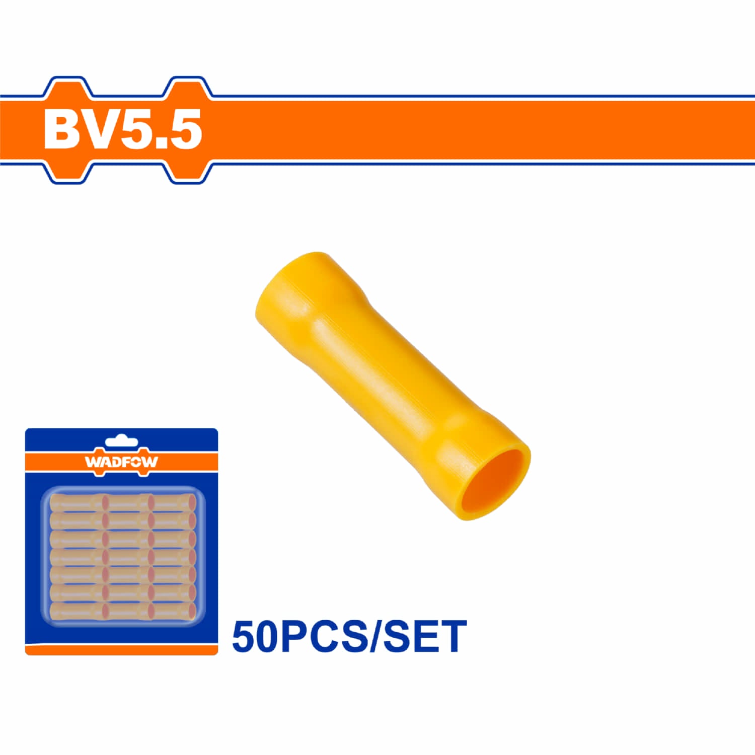 Terminales conectores para cables eléctricos BV5.5 Set 50 pzas Color amarillo Crimpado eléctrico.