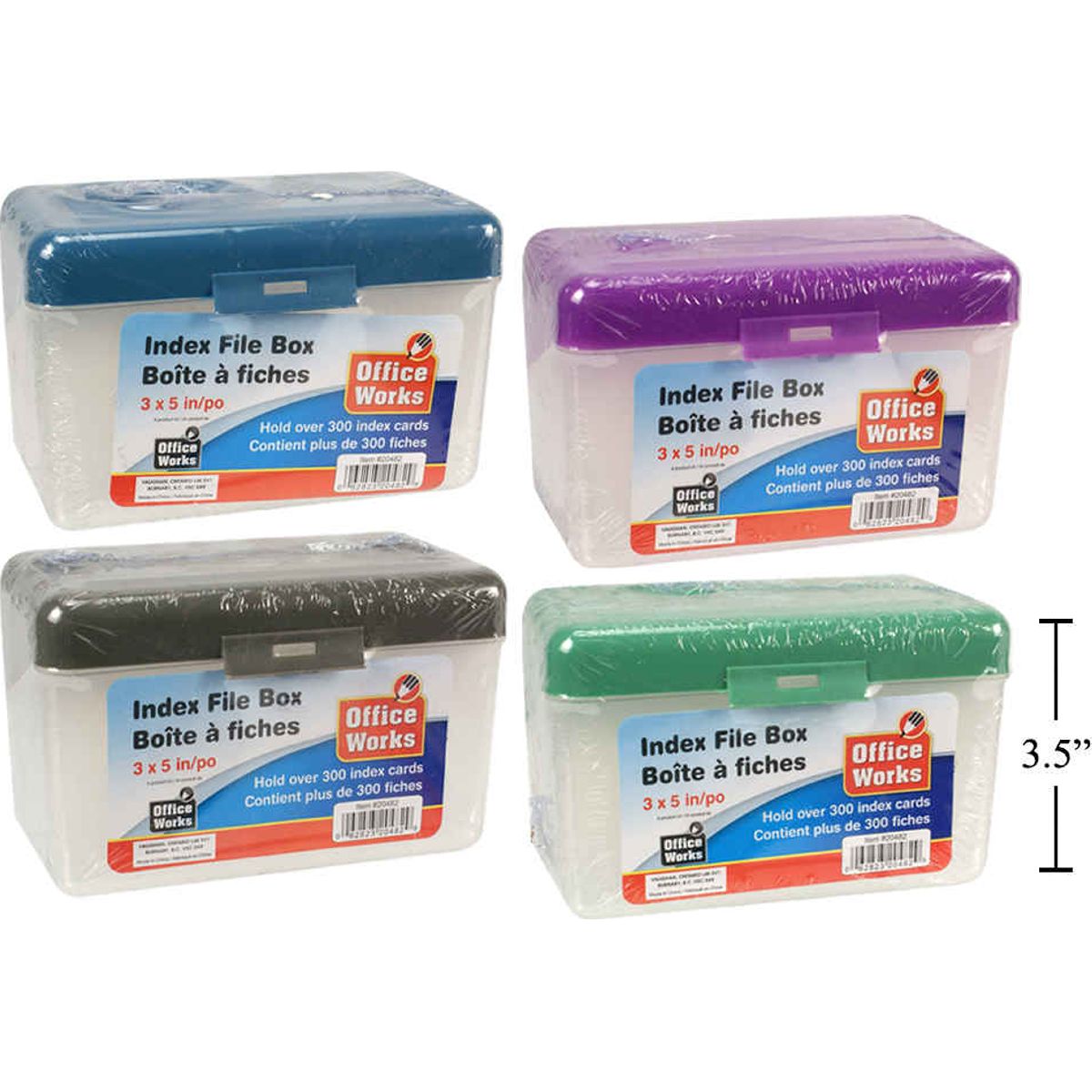 Caja para archivos de tarjetas de índice de 3 x 5 (1pza) (Viene en colores variados al azar)