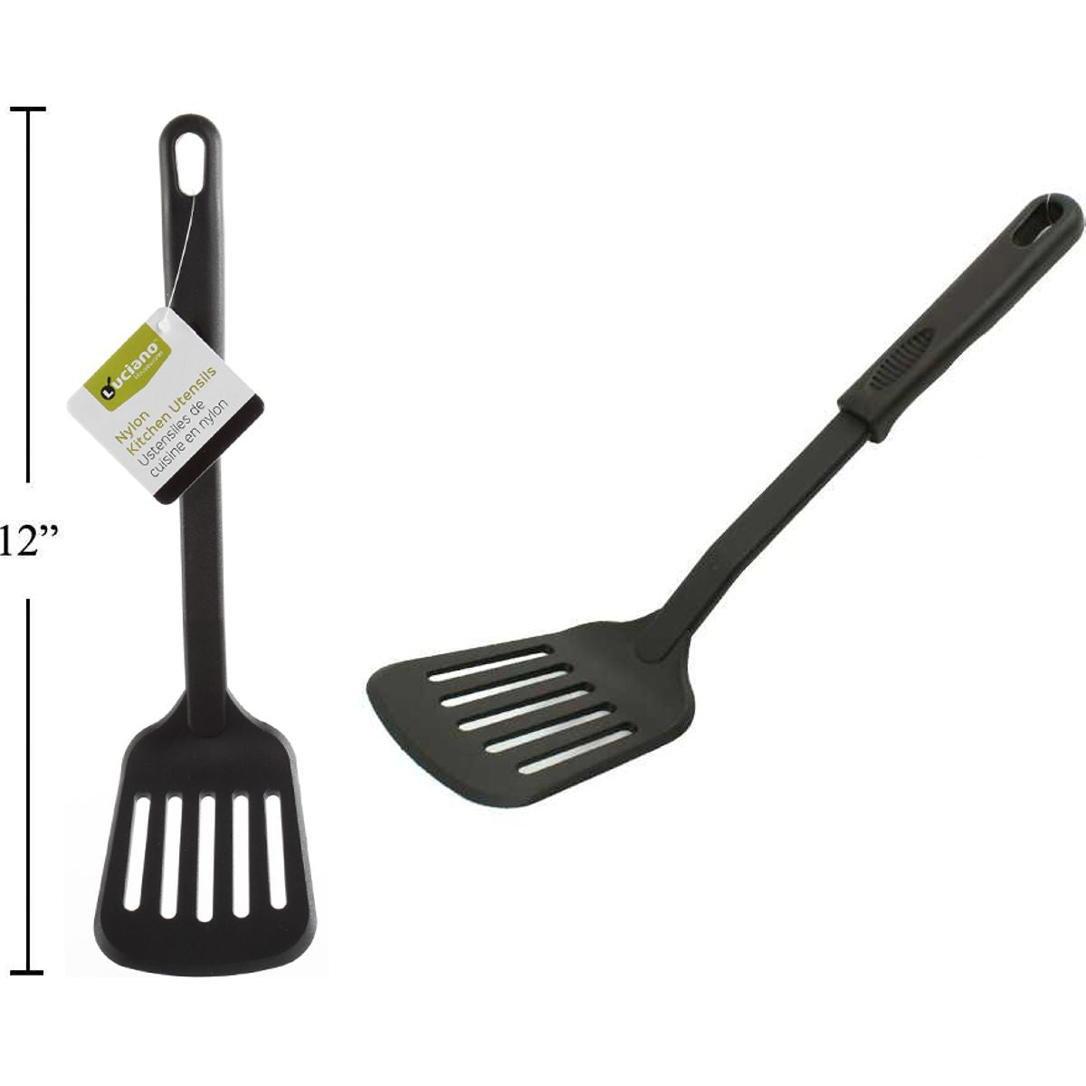 Luciano Nylon Espatula volteador para cocinar, etiqueta
