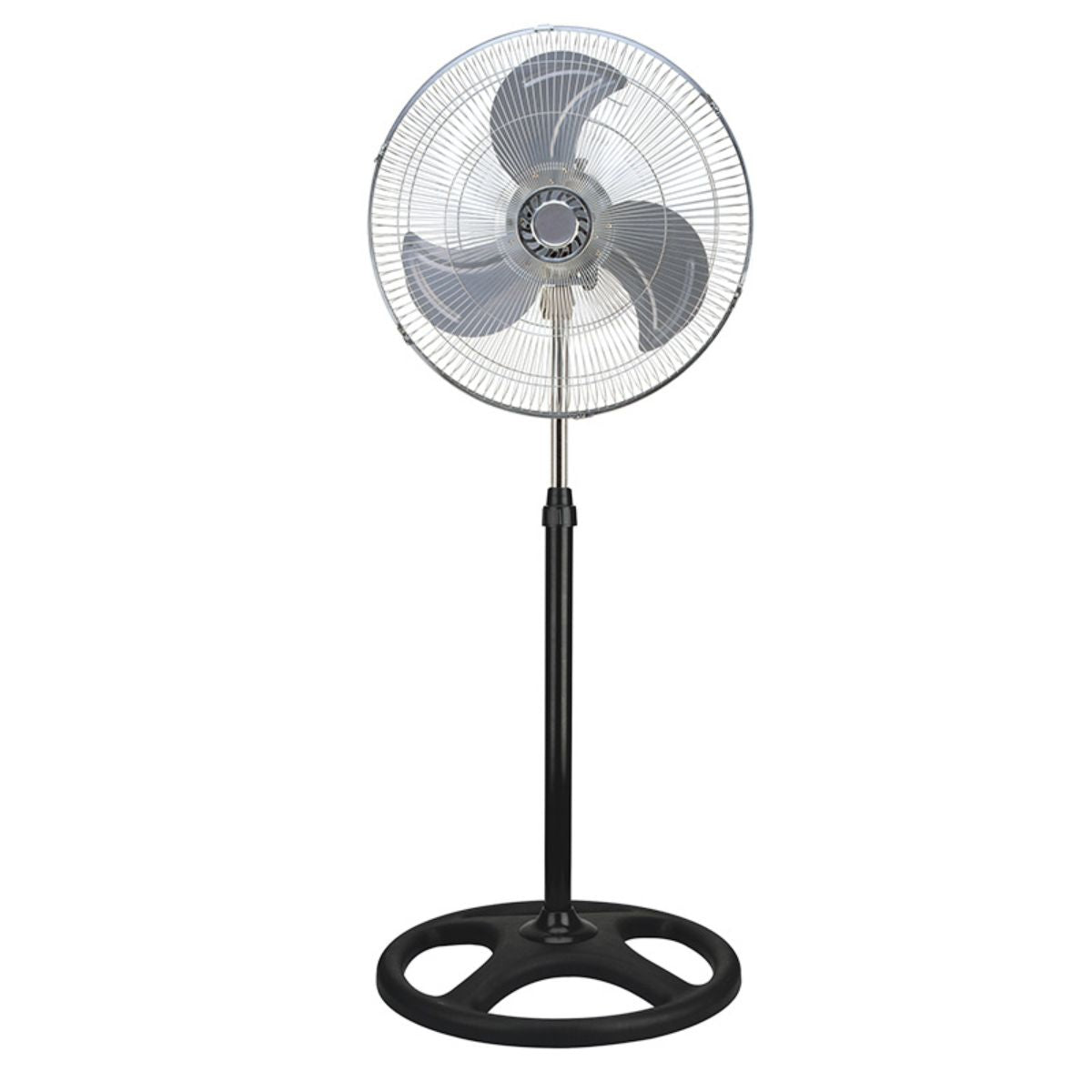 Abanico de Pedestal de 18" y 55W. Ventilador de 3 Velocidades con Aspas Metálicas.
