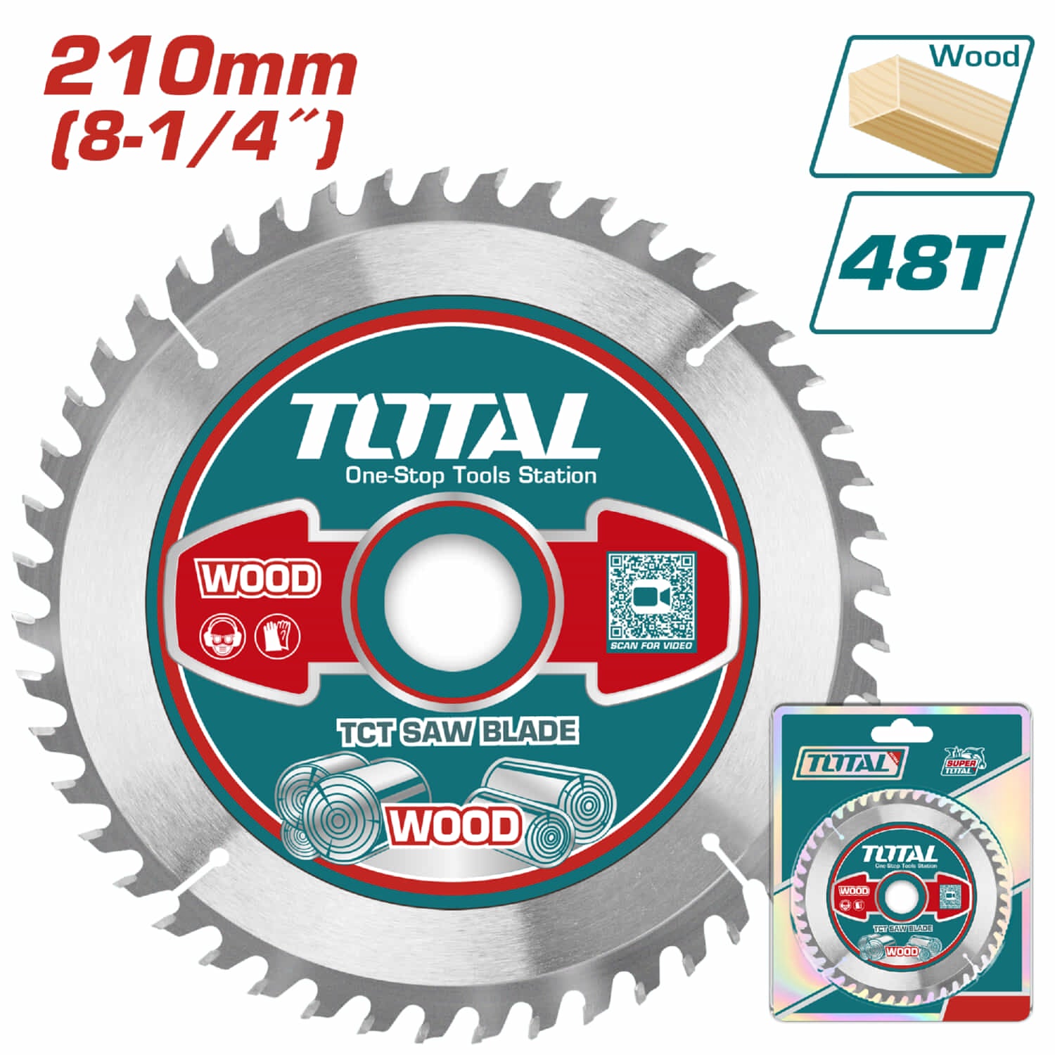 Disco de Corte para Madera de 210mm (8-1/4") 48T para Sierra Ingleteadora Compatible con TS42142107 TMS2001 TS42142101