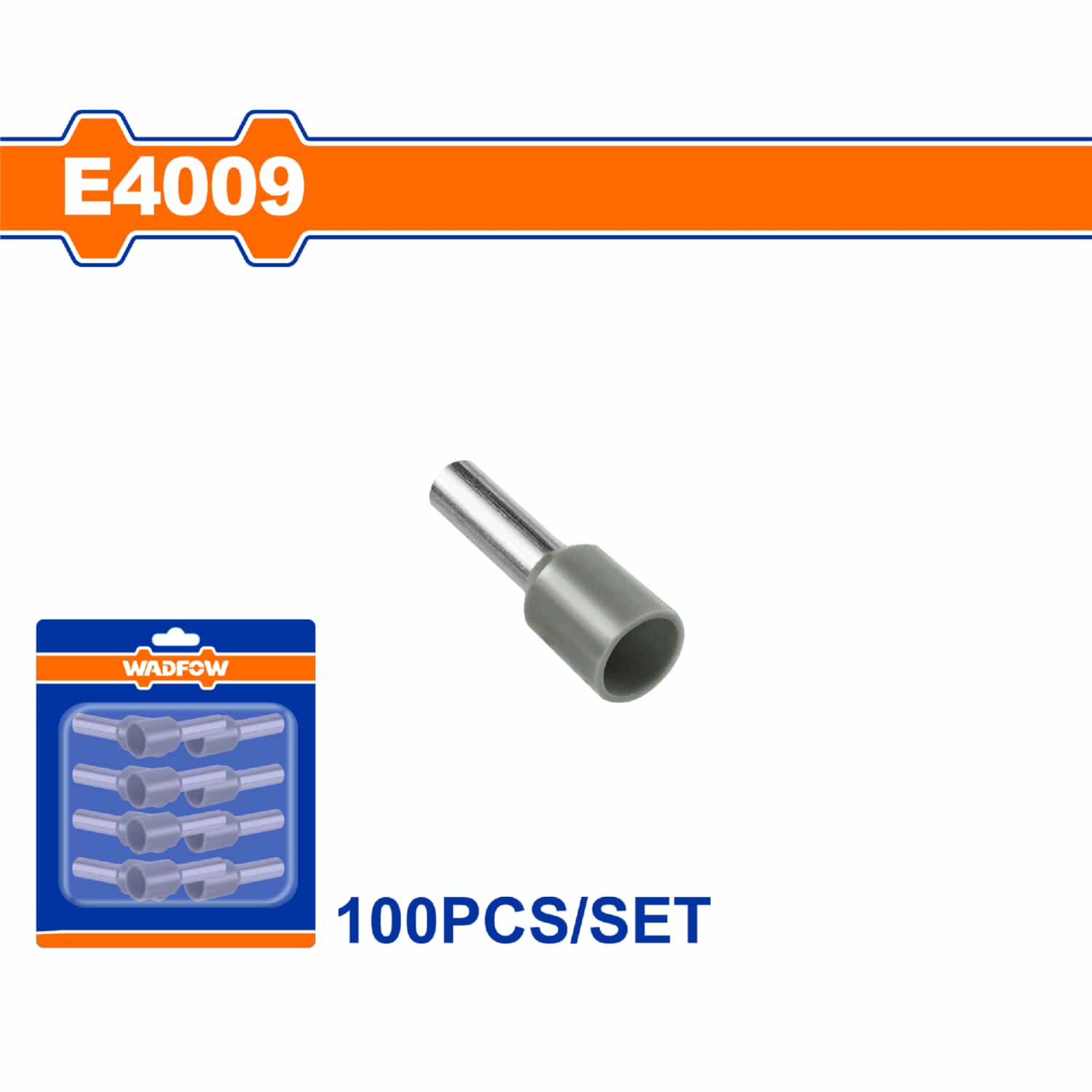 Terminales conectores para cables eléctricos E4009 Set 100 pzas Color gris Crimpado eléctrico.