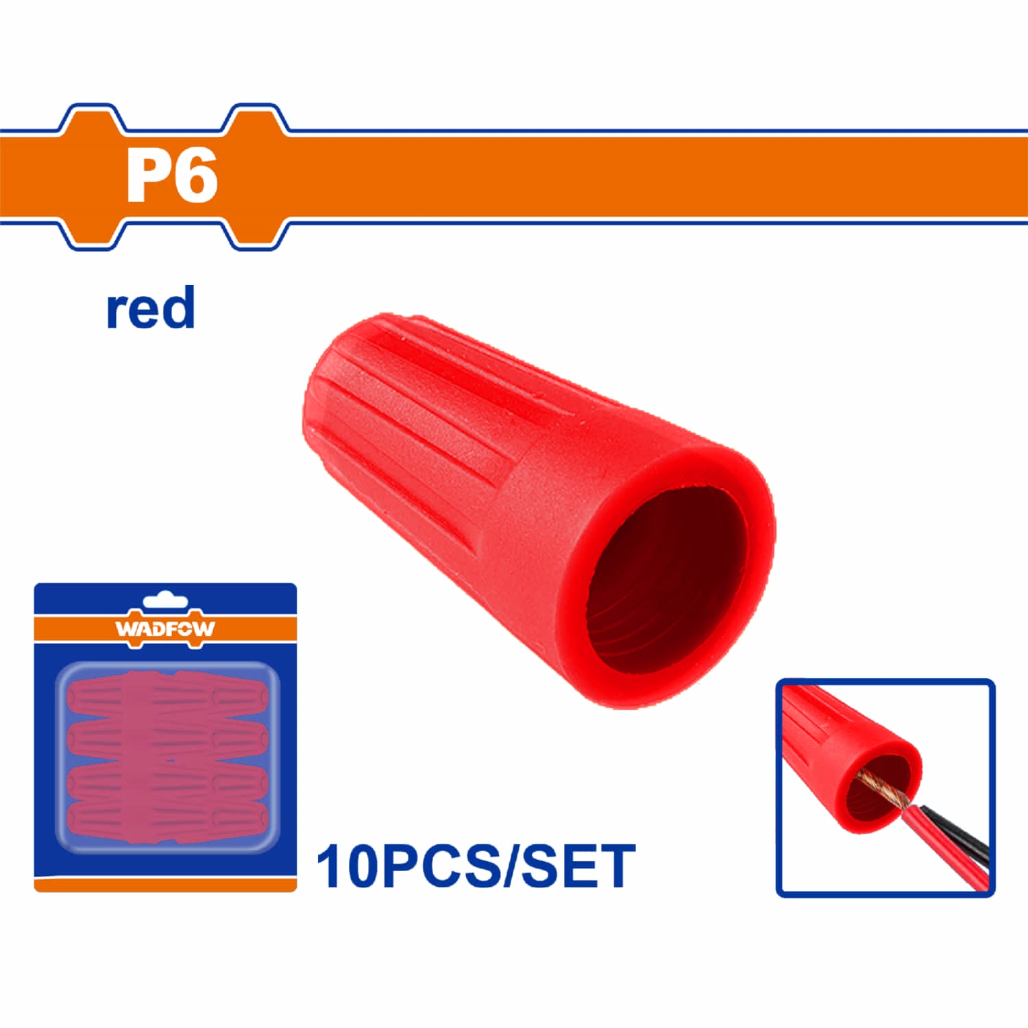 Tapa Enroscable para Cable Electrico P6 Rojo Set 10 piezas. Conector Empalme