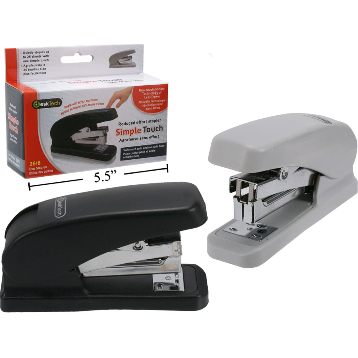 Engrapadora escritorio 26/6 Desk Tech Easy Press (1pza) (Viene en colores variados al azar)