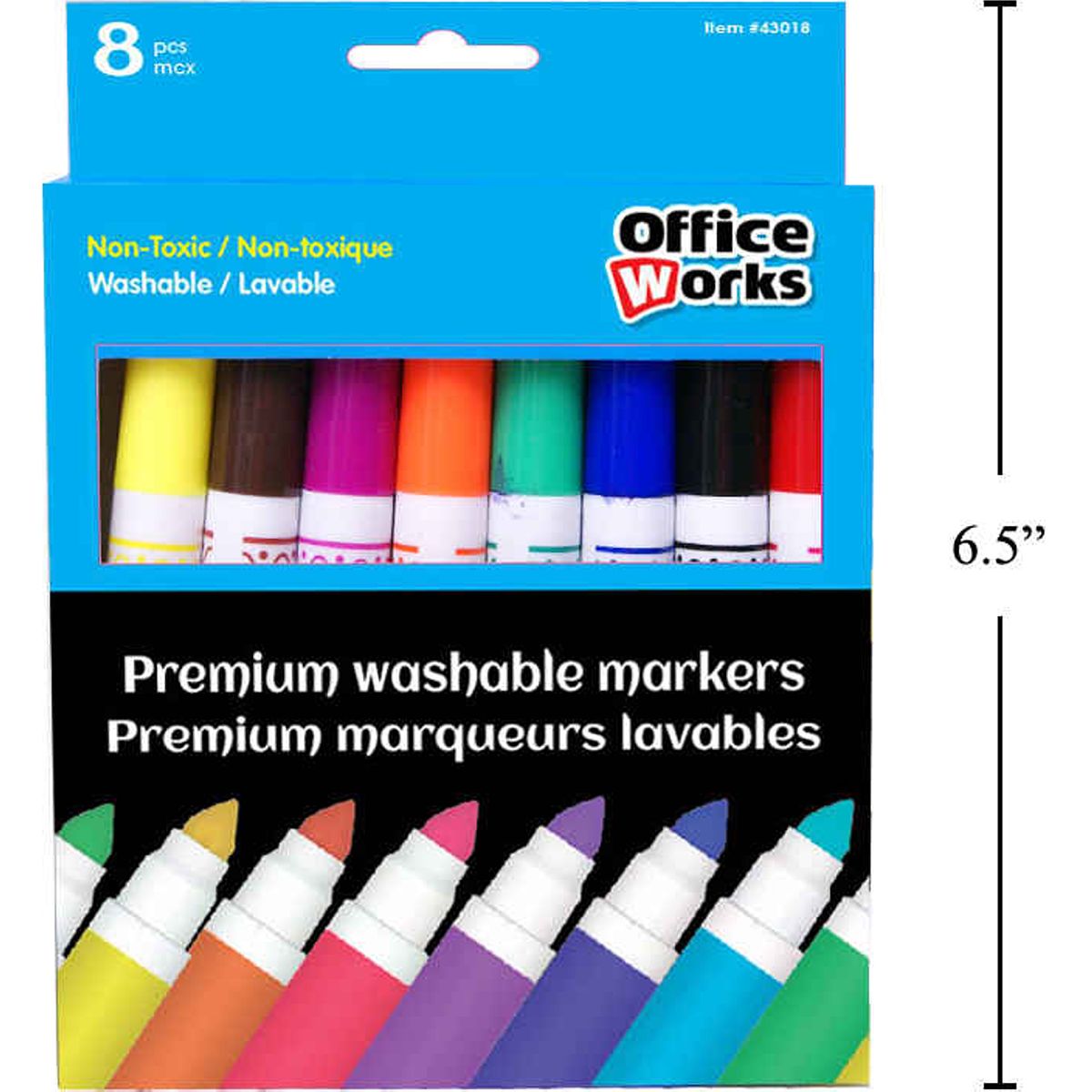 Marcadores Premium de 8 piezas, lavables, caja de color