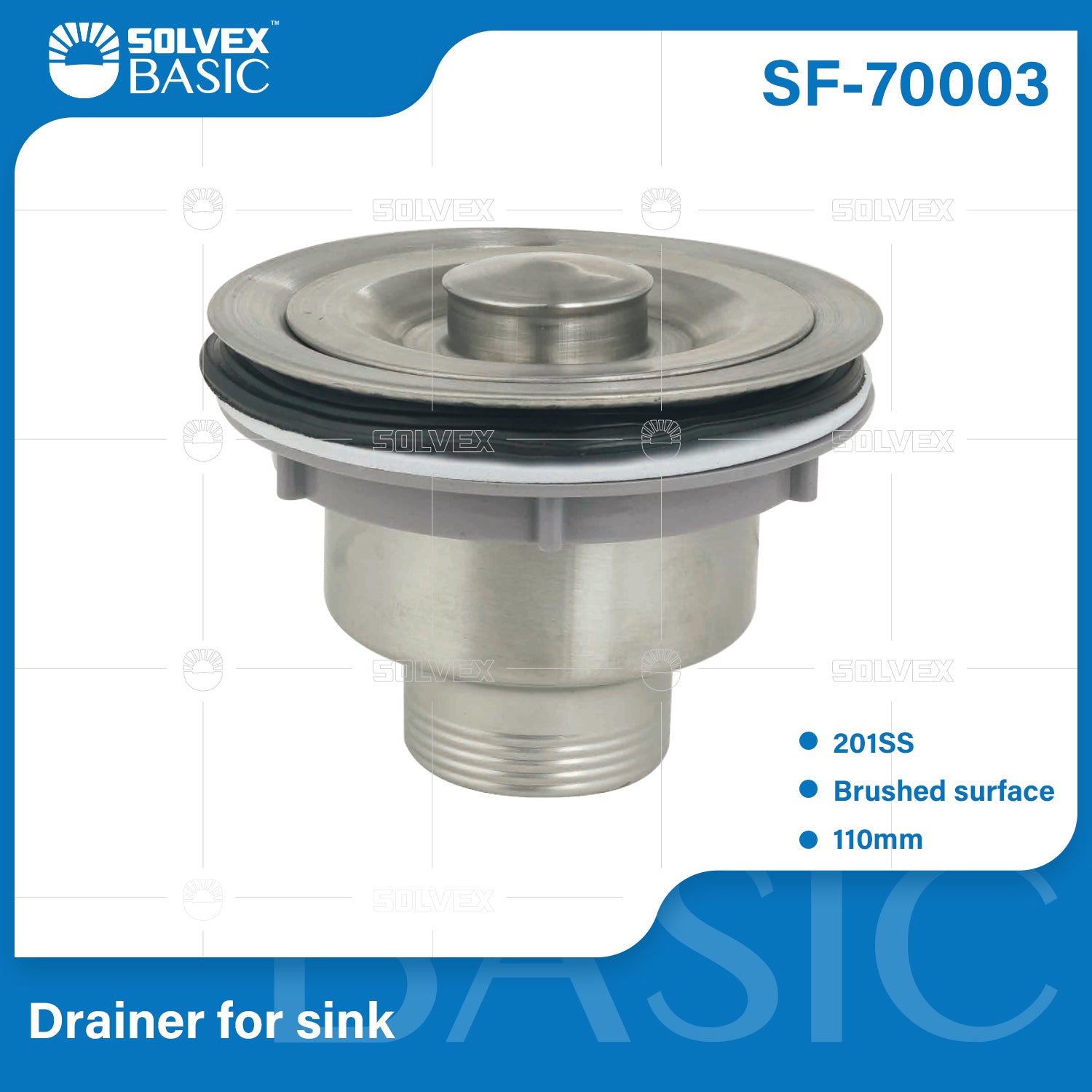 Desagüe Para Fregador 110mm En Acero Inoxidable. Drenaje Con Coladera Acabado Cepillado.