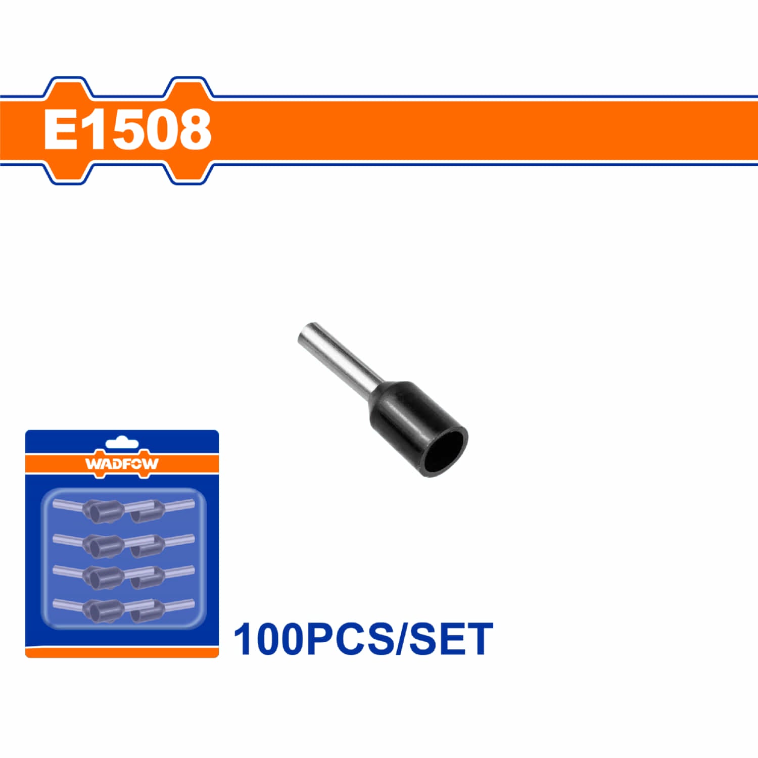 Terminales conectores para cables eléctricos E1508 Set 100 pzas Color gris Crimpado eléctrico.