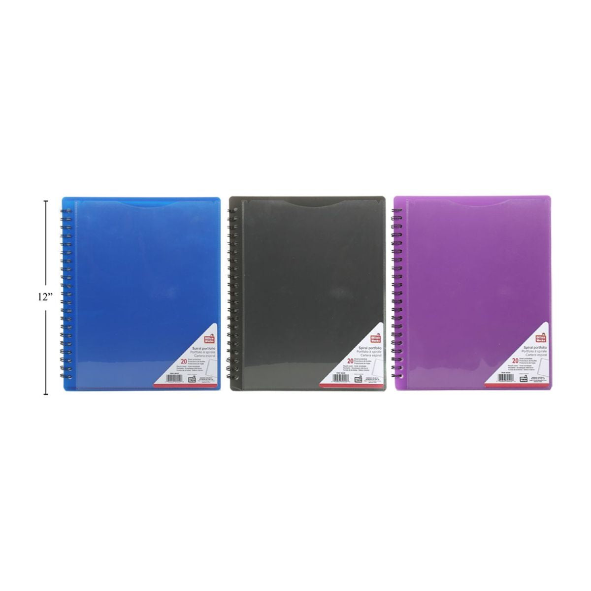 Portafolio en espiral con 20 bolsillos 8.5 "x11" (1pza) (Viene en colores variados al azar)