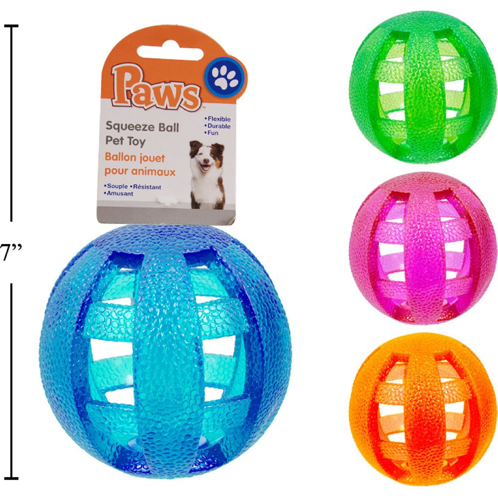Juguete para mascotas Squeez Ball, (1pza) (Viene en colores variados al azar)