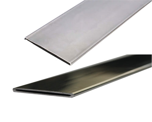 Platina decorativa inox hueca. 25 x 4.8 mm. T-304 . Longitud 3 metros. Acabado Satinado