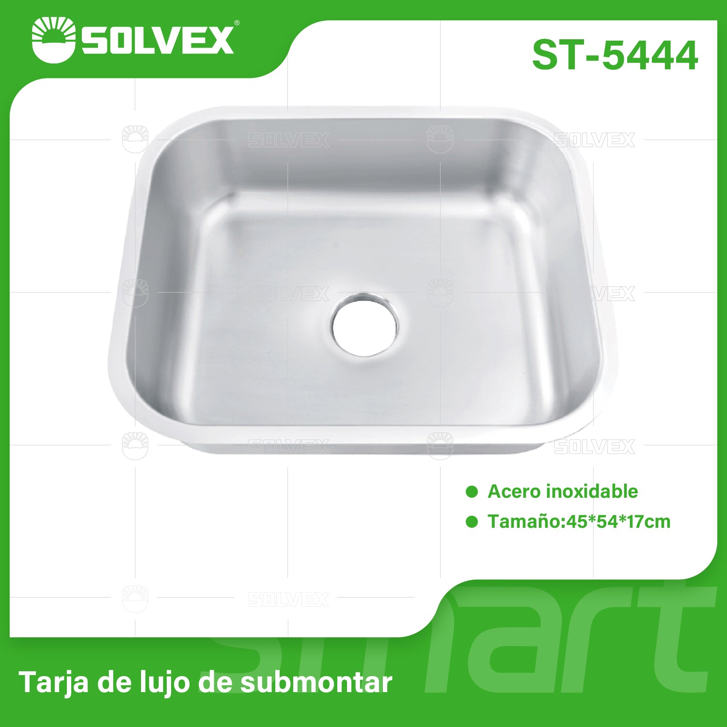 fregador de Cocina Submontar 45x54x17cm. Acero Inoxidable. Superficie Cepillada.