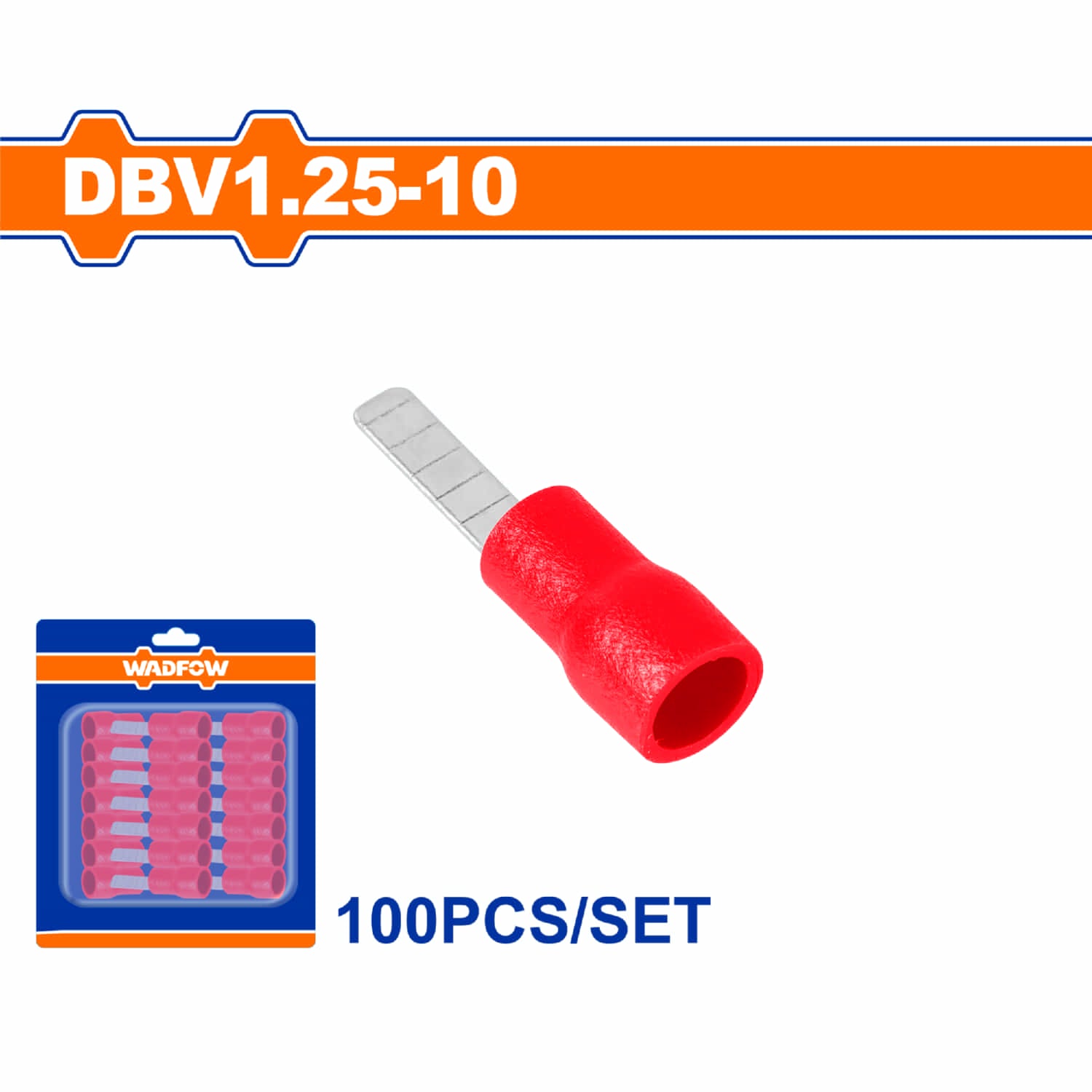 Terminales conectores para cables eléctricos DBV1.25-10 Set 100 pzas Color rojo Crimpado eléctrico.
